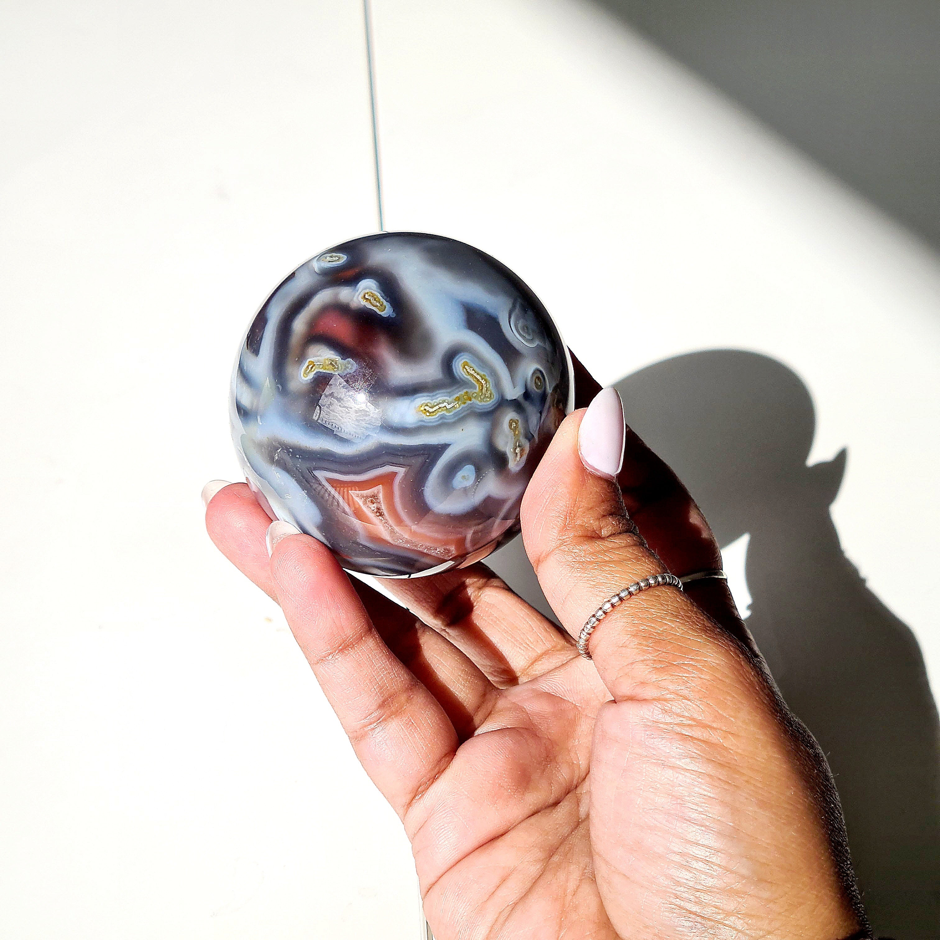 Swazi Agate Sphere with glass stand | D | 290 g | Appx 5.4cm