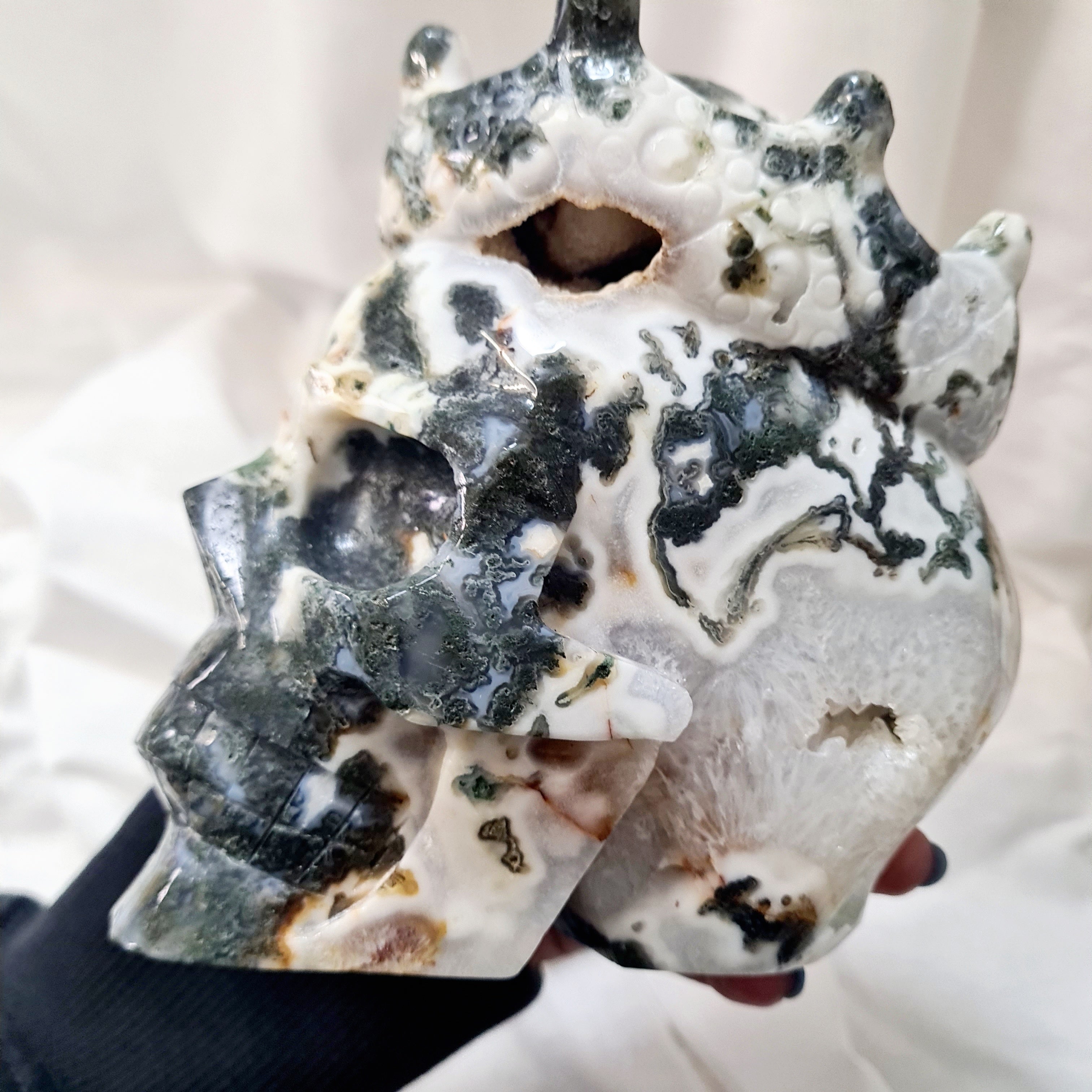 Moss Agate Skull | One of a kind