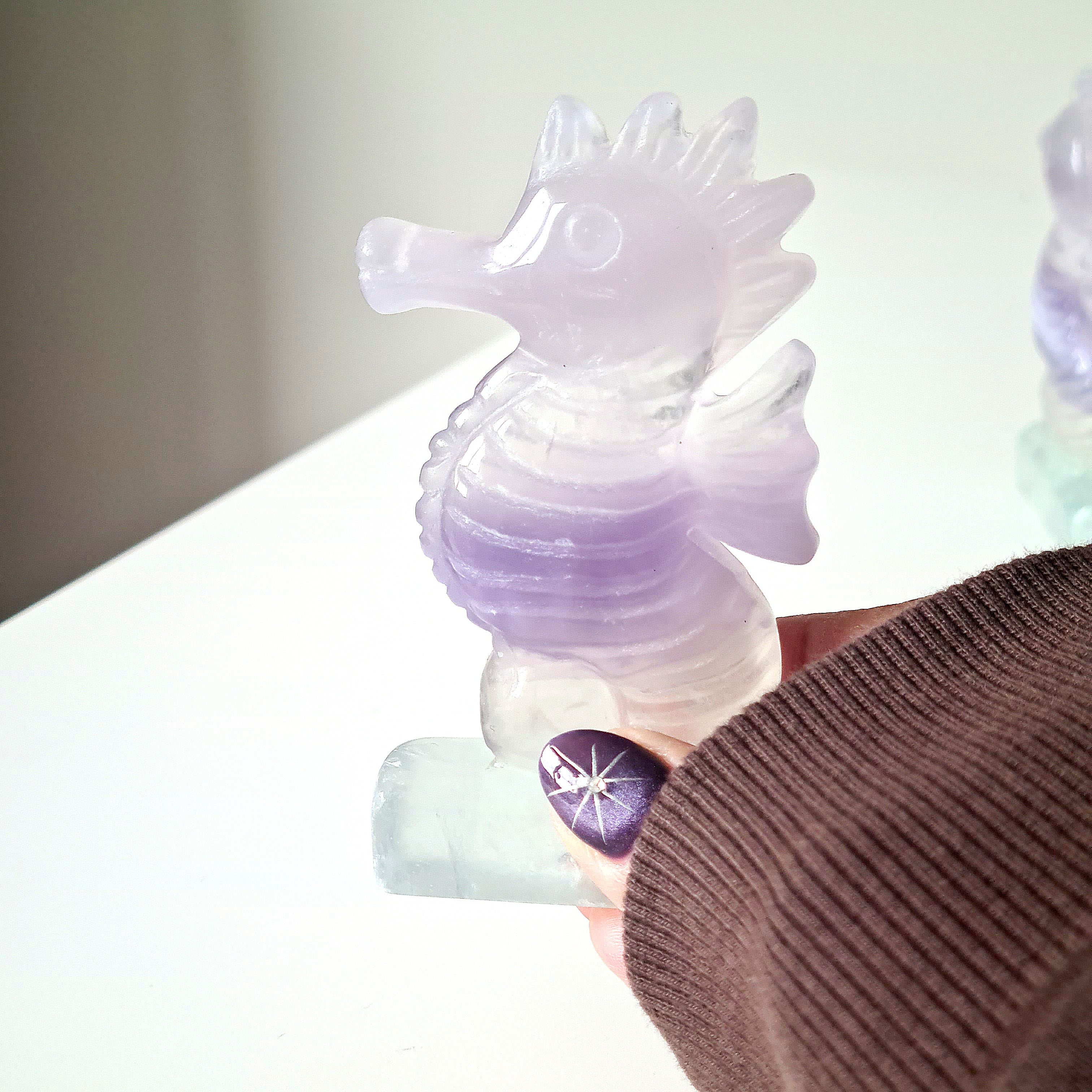 Lilac Fluorite Sea Horse |  1 Piece | Intutively picked