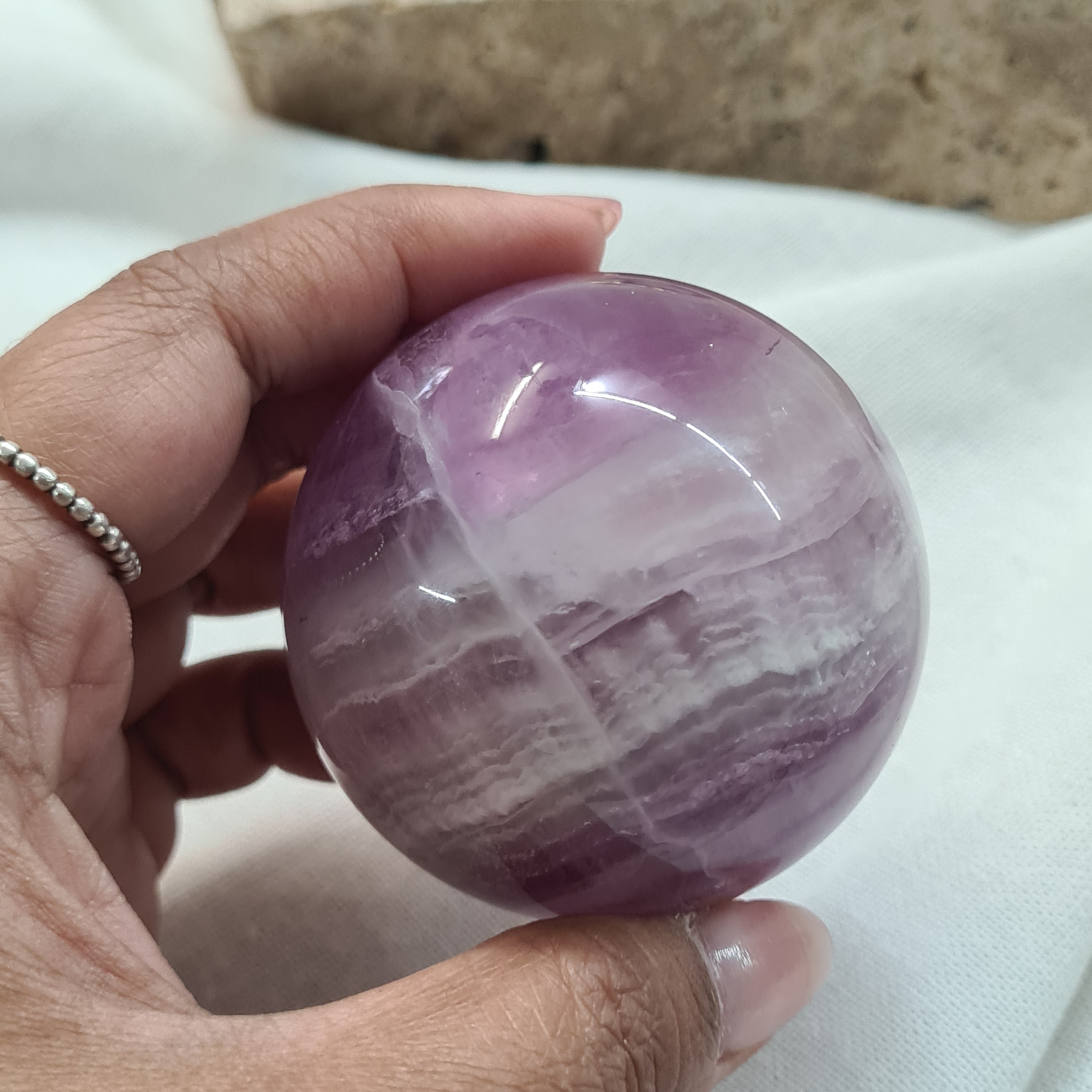 Lilac Fluorite Sphere with brass stand | 263 g