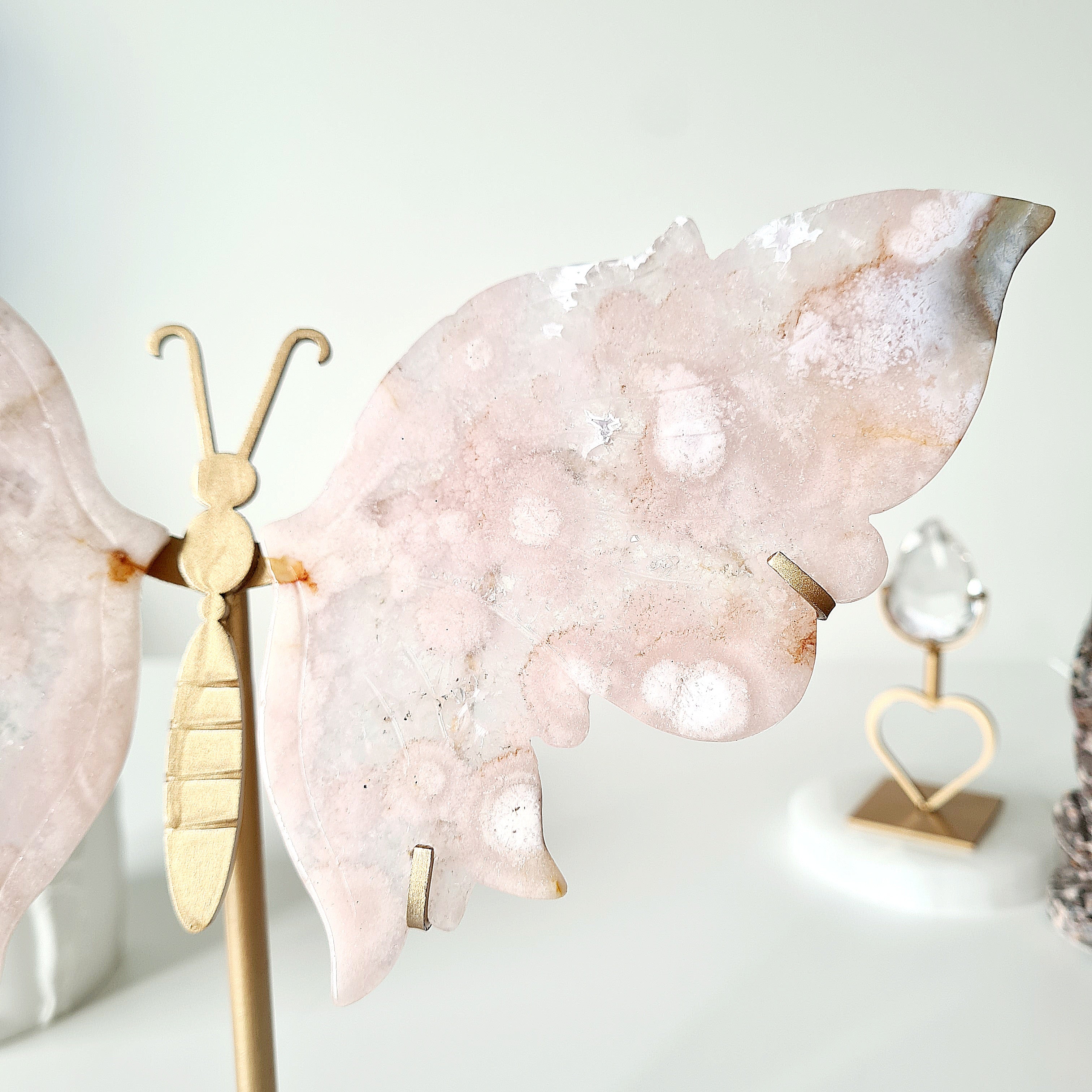 Flower Agate Butterfly 🦋 | 24 cm tall with stand