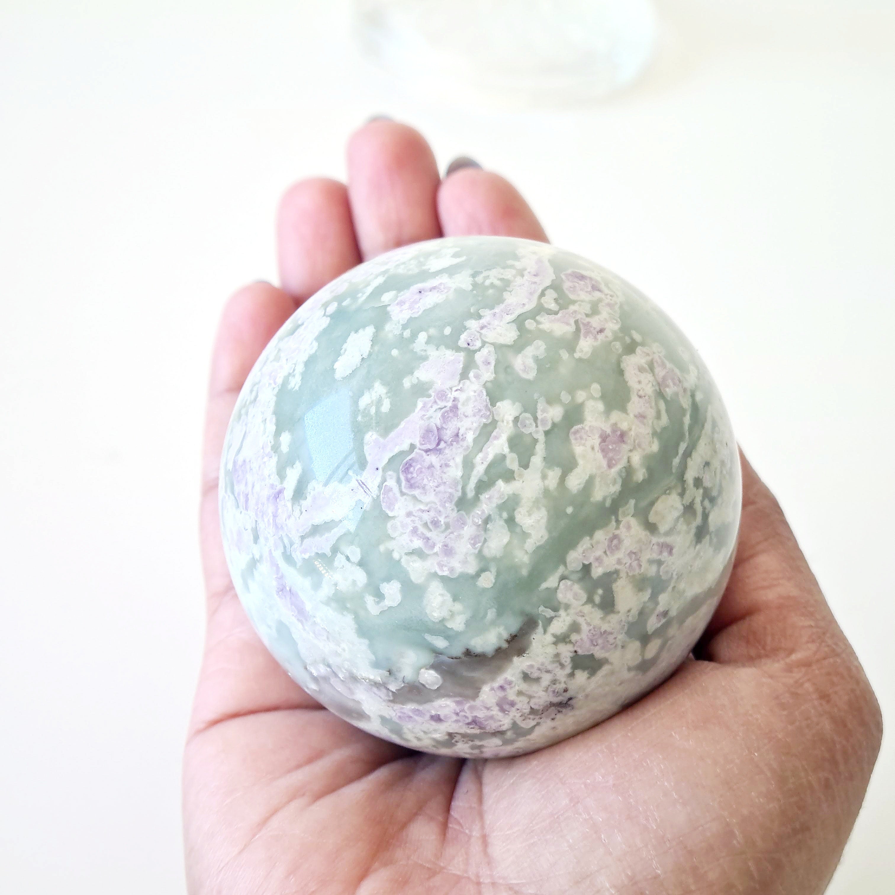 Peace Jade Crystal Sphere With Stand | A