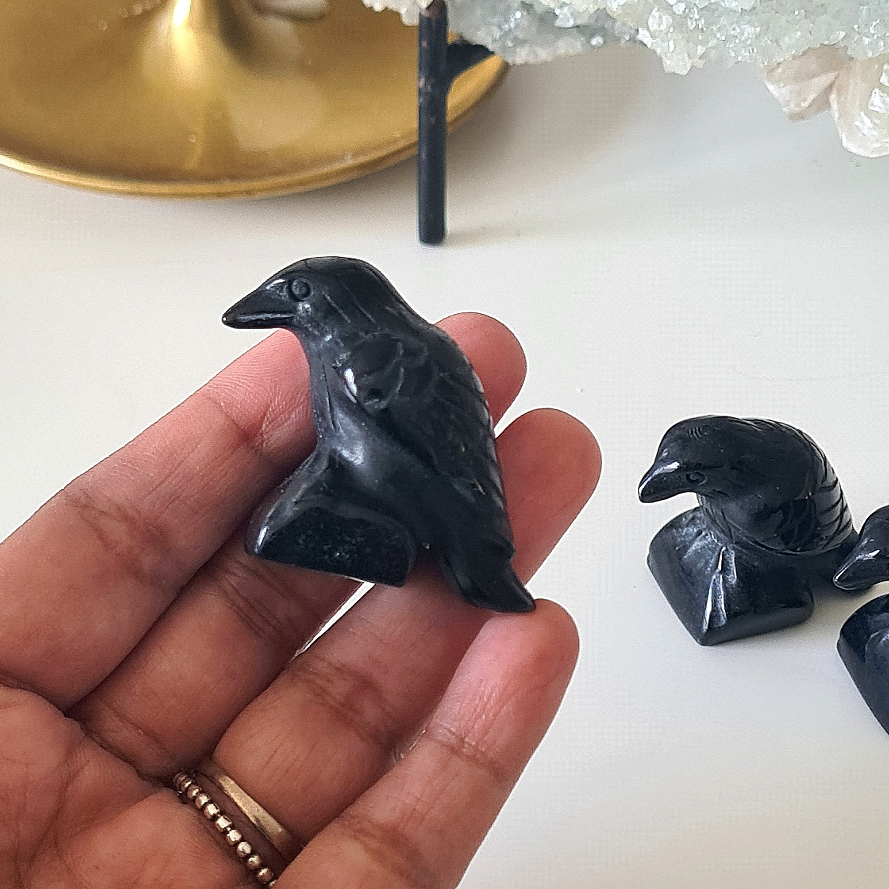 Mini Obsidian Raven |  Protection & Inner Clarity | 1 Piece | 20 g