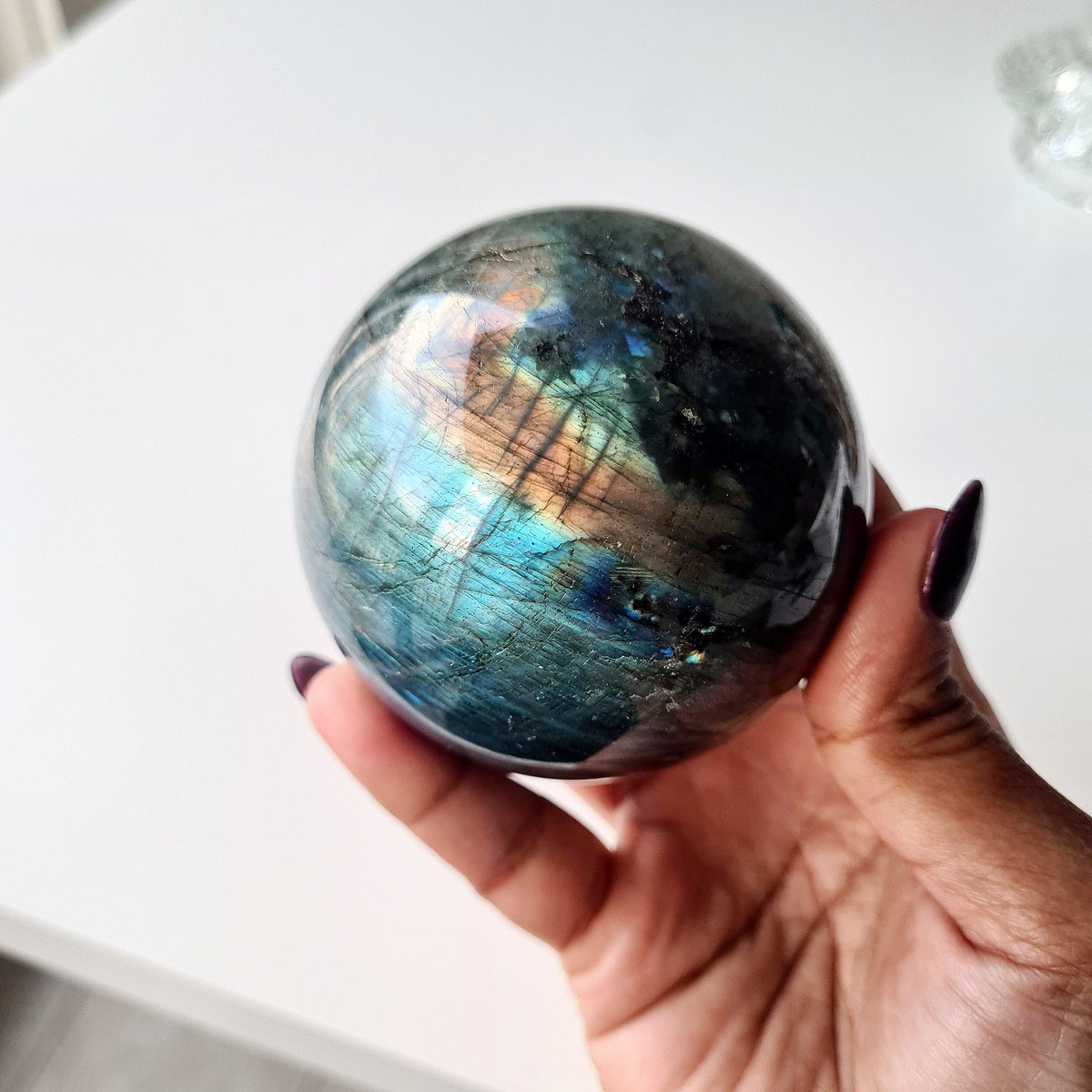 Labradorite Crystal Sphere With Stand | Piece E