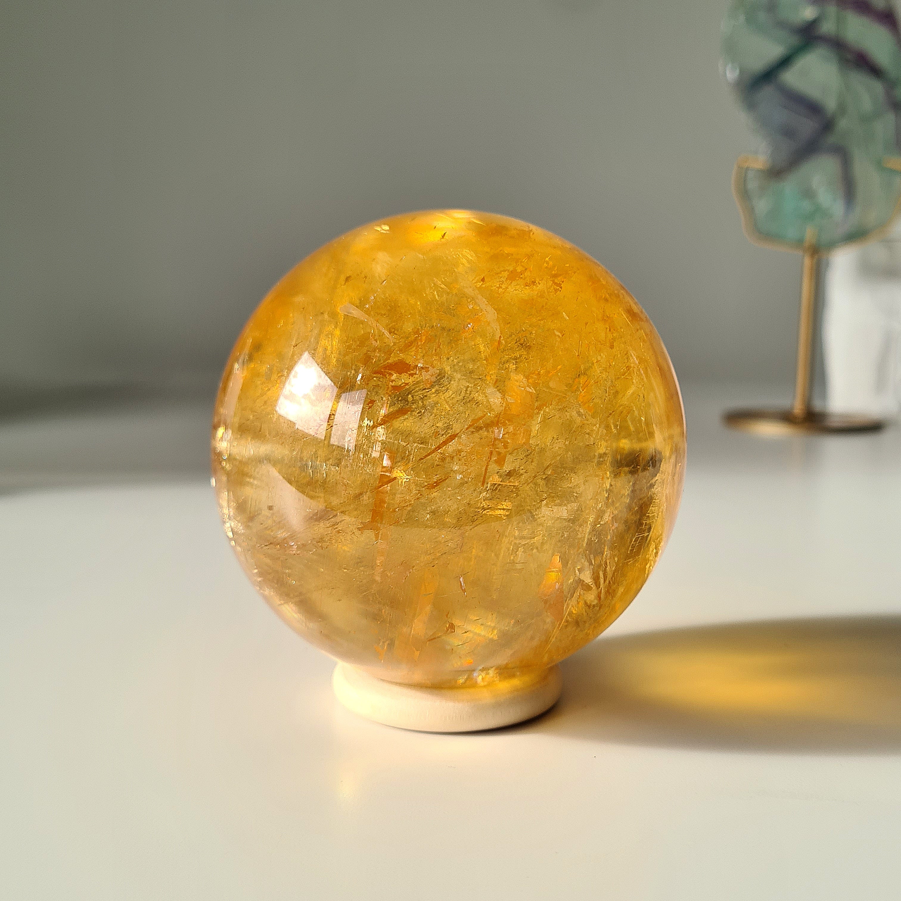 Ethereal Honey Calcite Sphere | A | 690 g | 7.8 cm