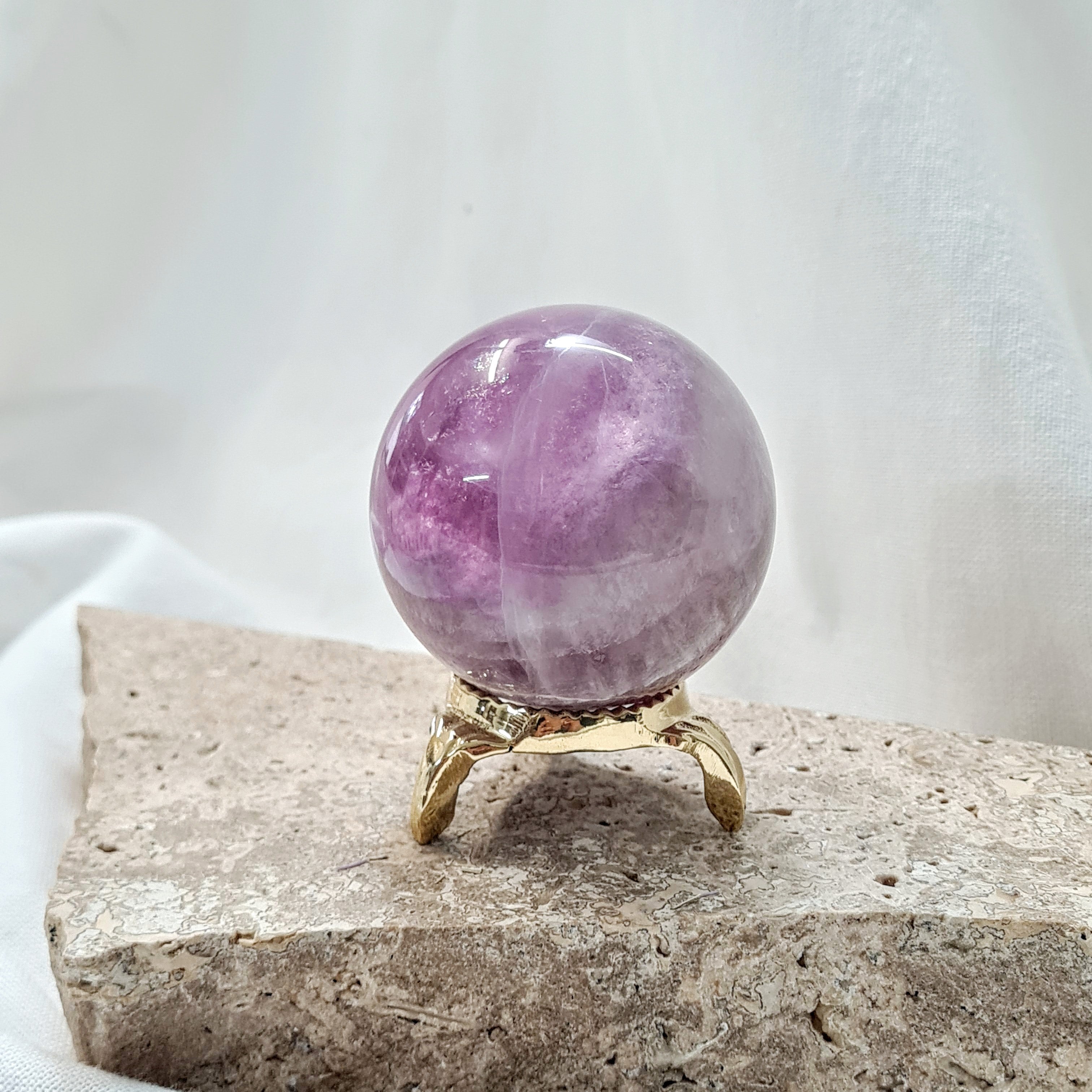 Lilac Fluorite Sphere with brass stand | 263 g