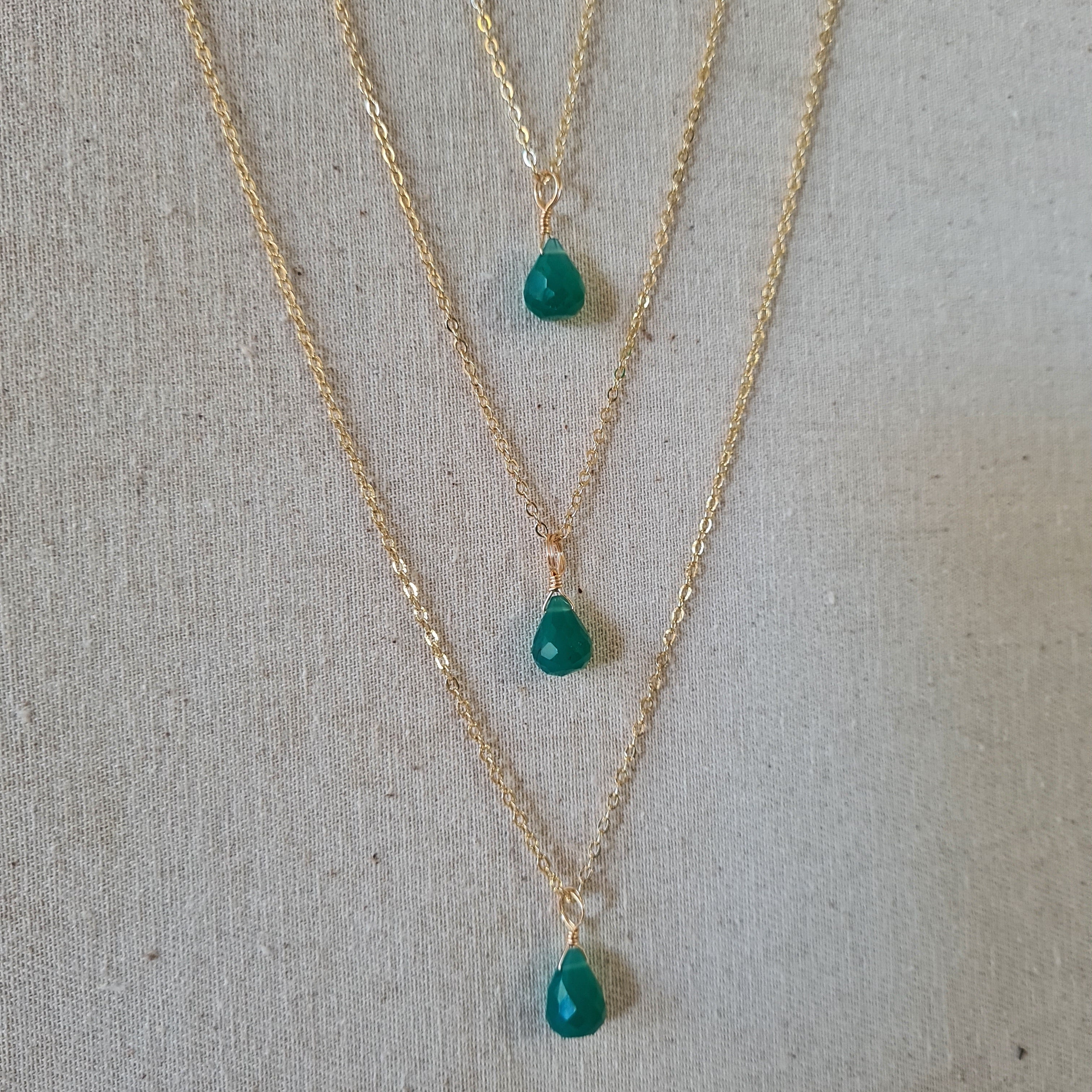 Green Onyx Necklace ~ Comfort (Gold)