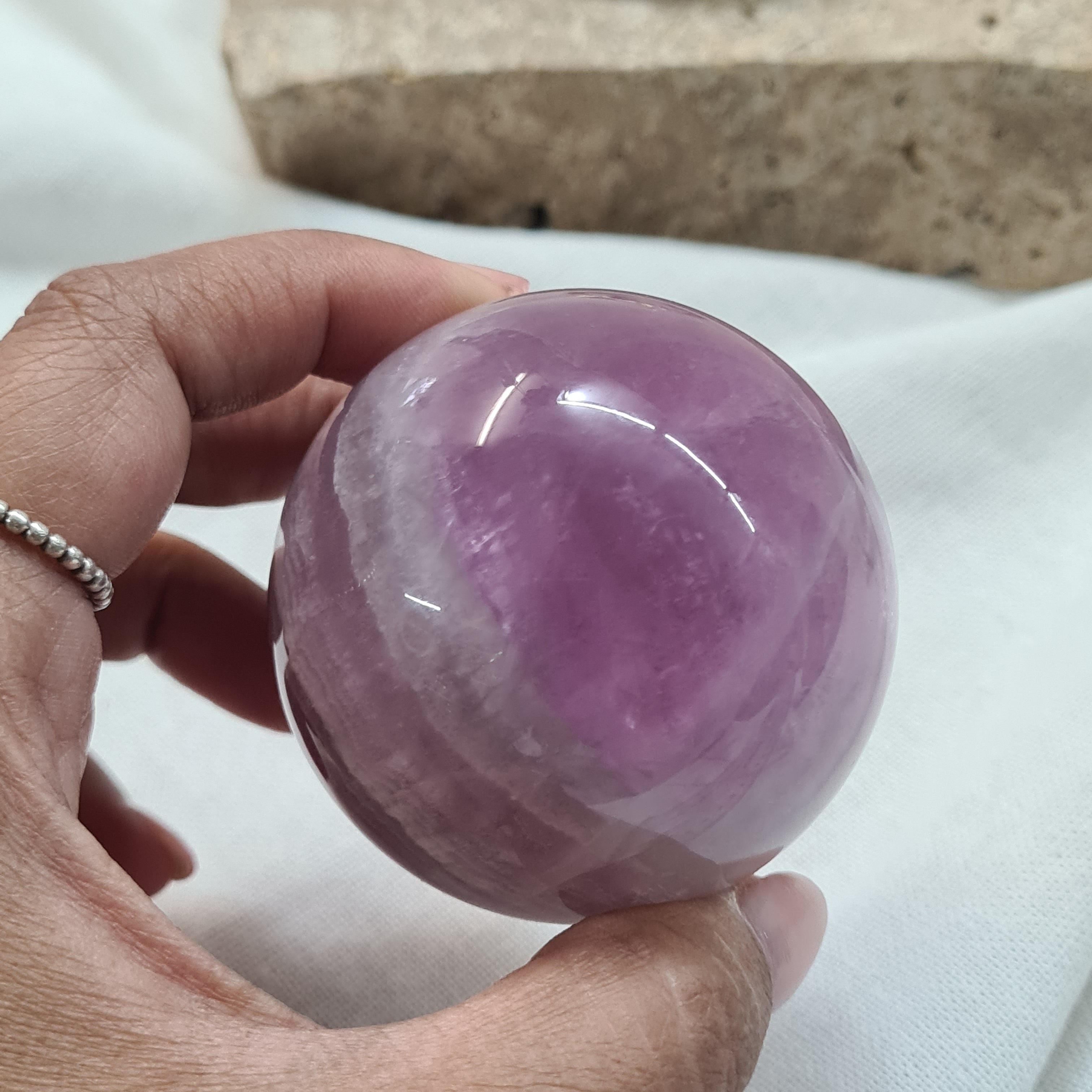 Lilac Fluorite Sphere with brass stand | 263 g