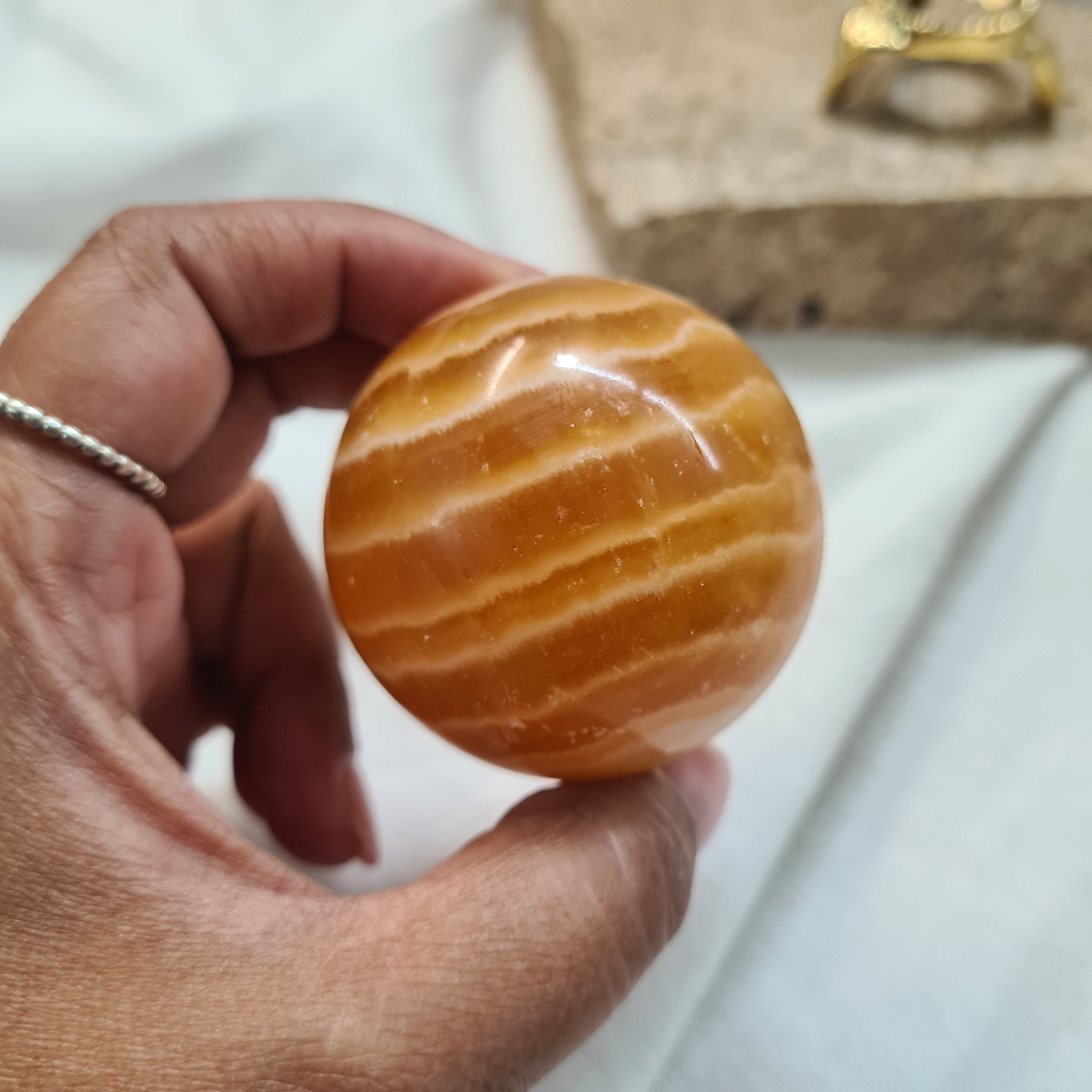 Orange Calcite 🍊 with brass stand | 165 g