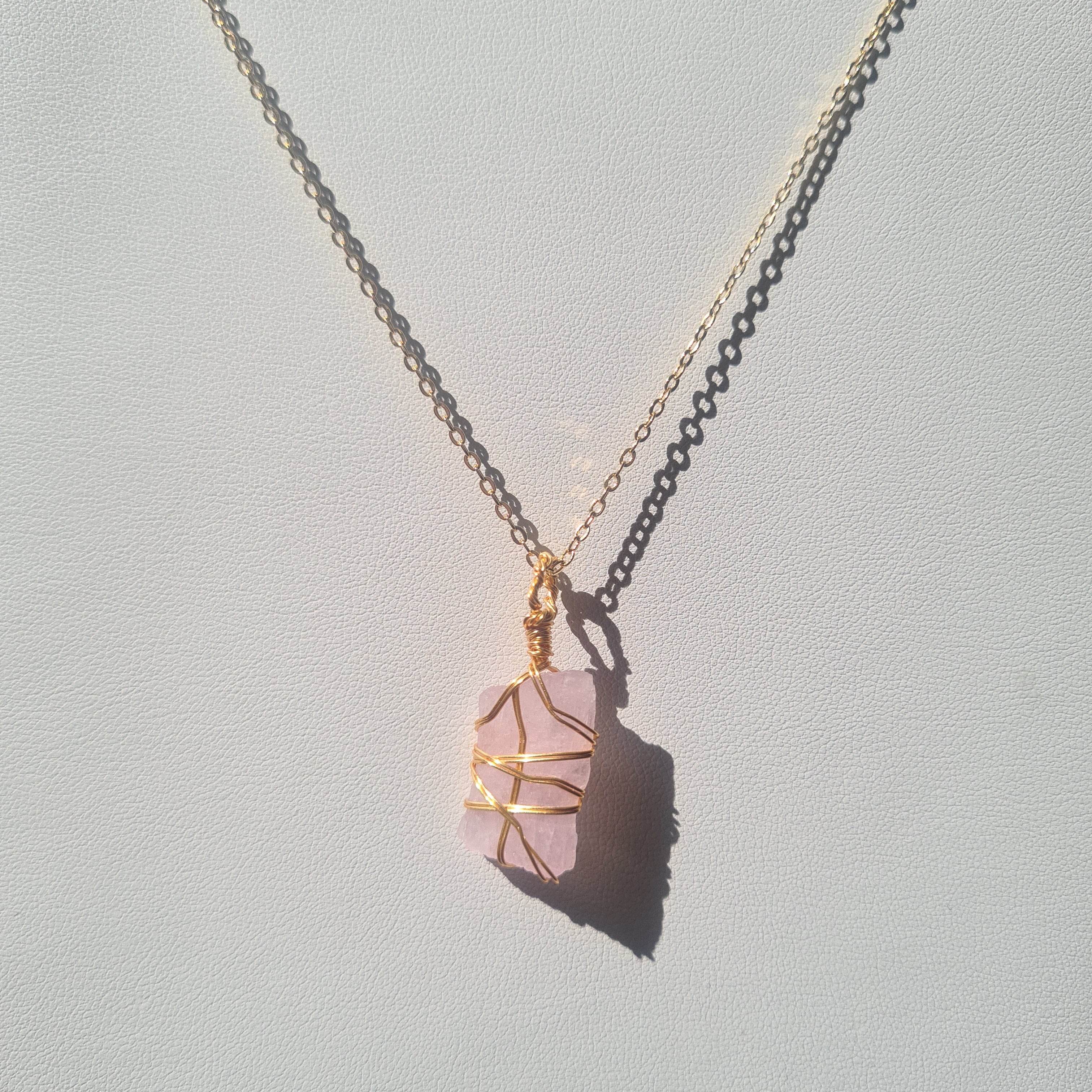 Kunzite Necklace ~ Gold Tone