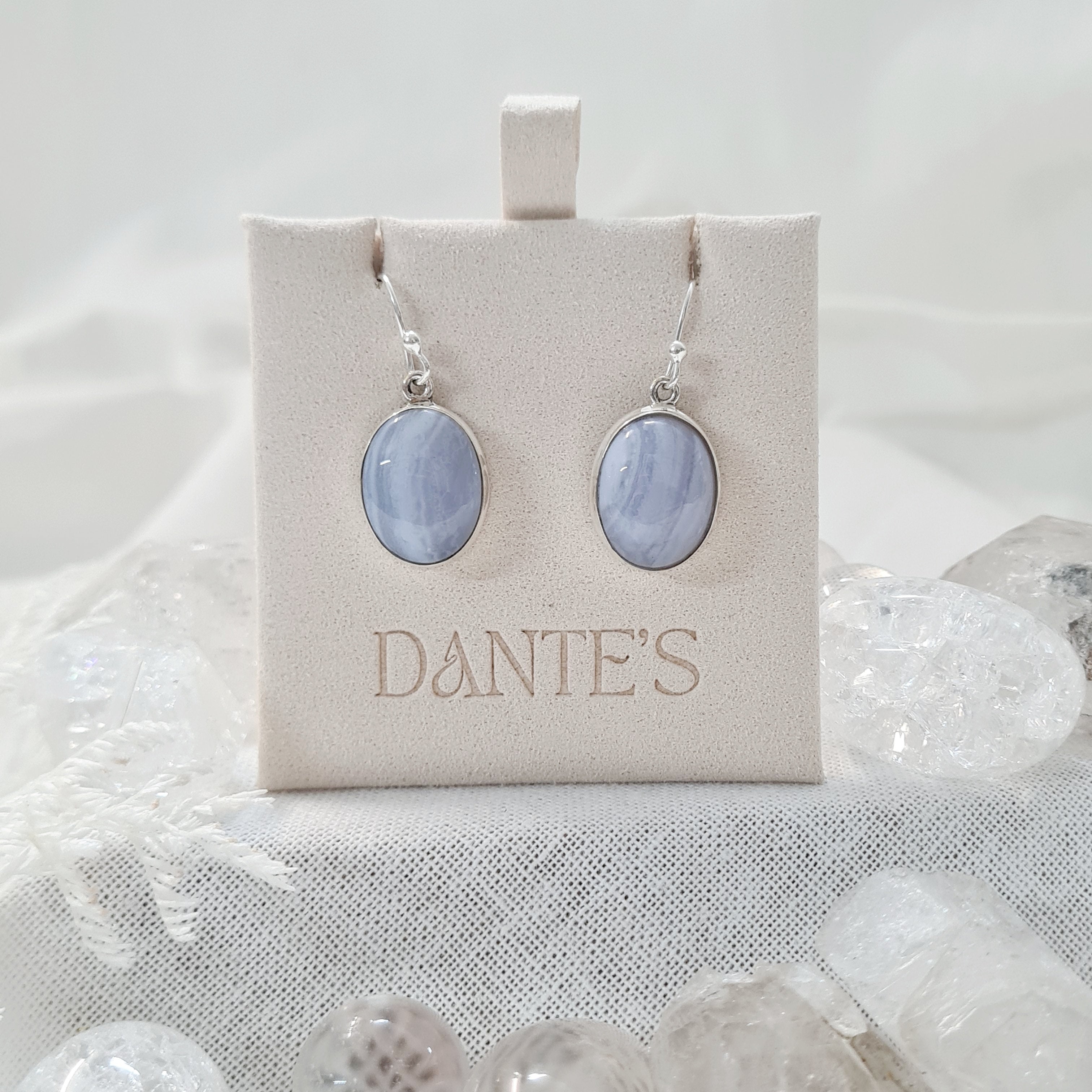 Blue Lace Agate Earrings | Deep Calmn Energy