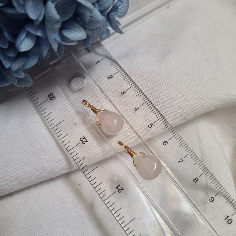 Gemstone Droplet Pendant ~ Rose quartz