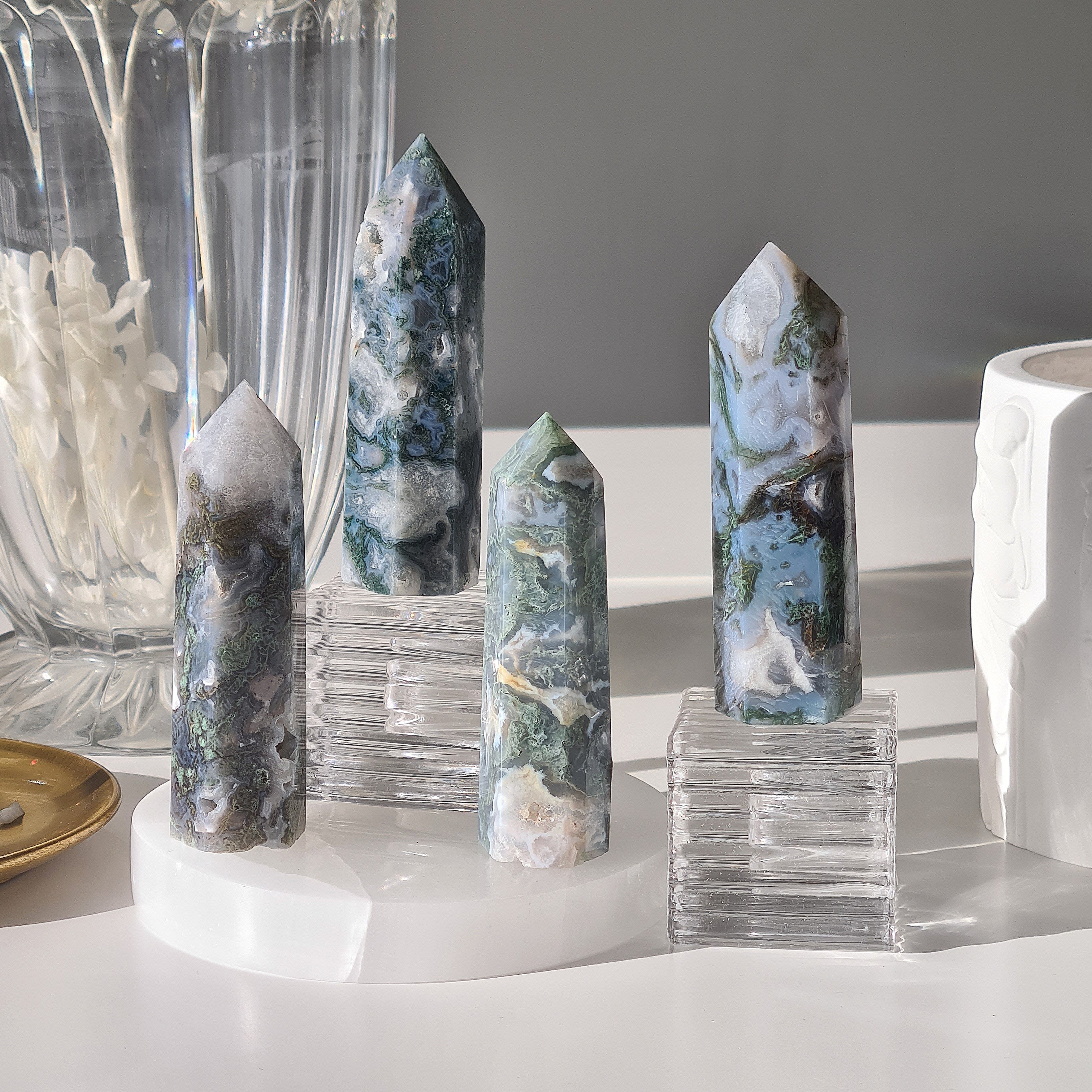 Moss Agate Crystal Point | 1 Piece