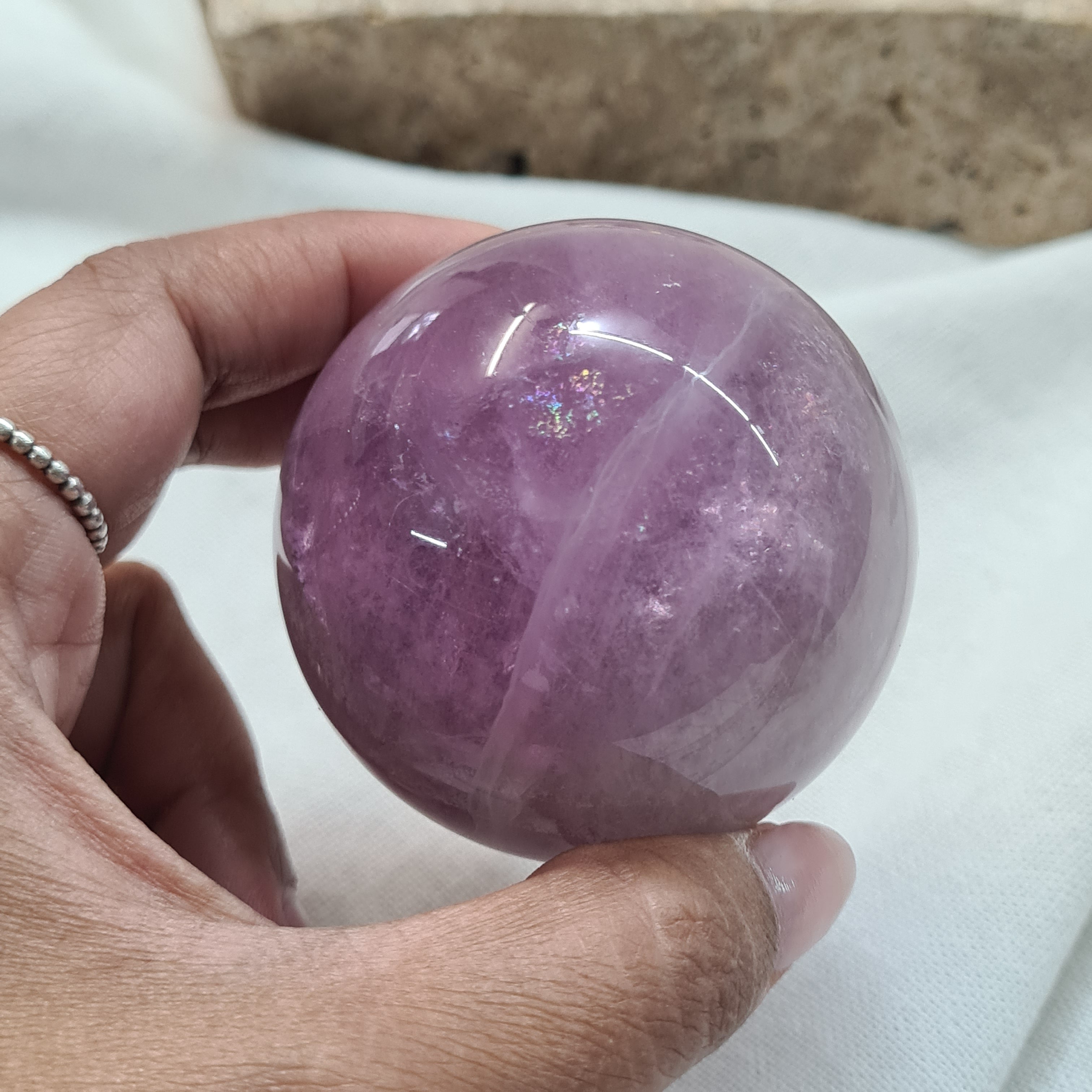 Lilac Fluorite Sphere with brass stand | 263 g