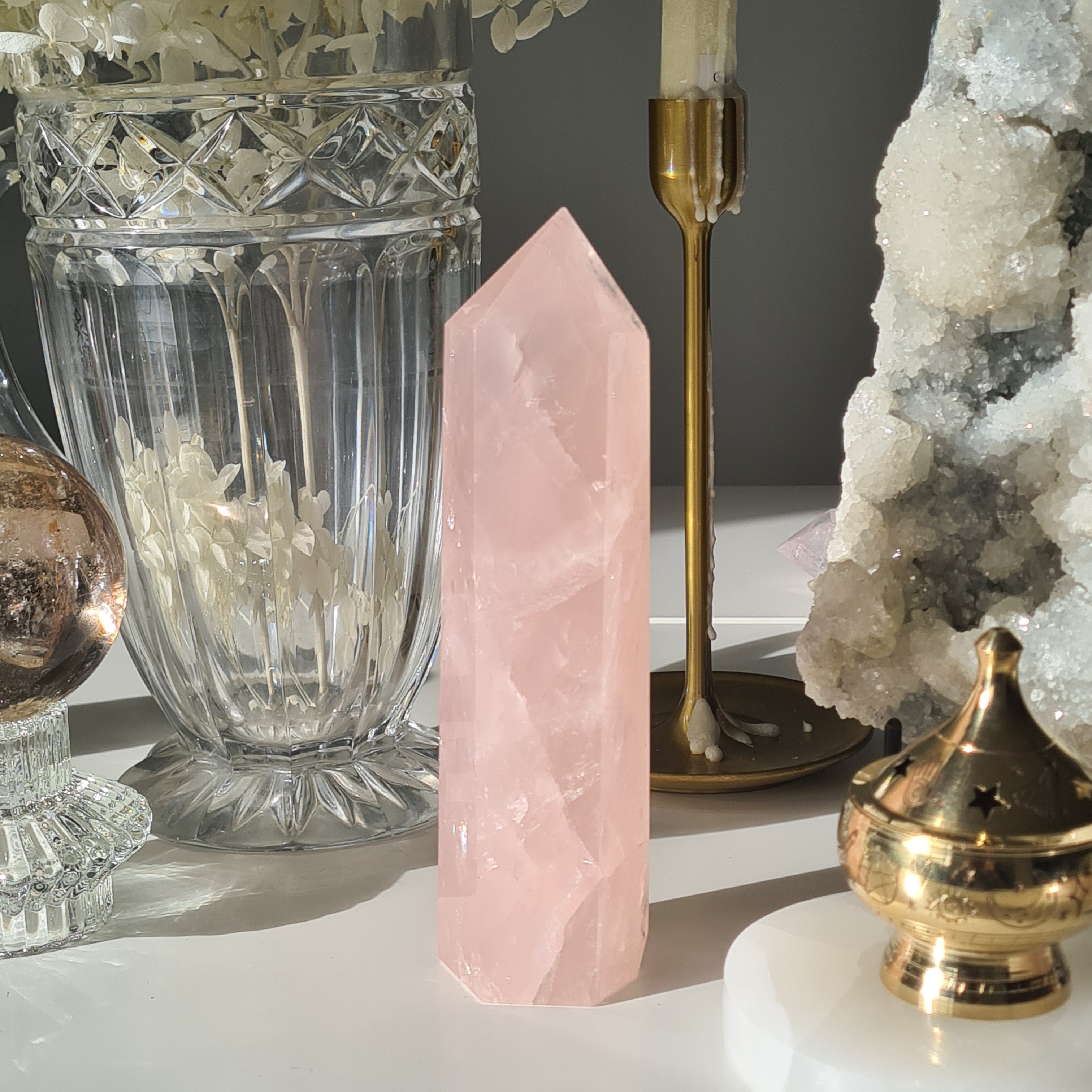 Rose Quartz Tower | Venus | 18 cm | Natural
