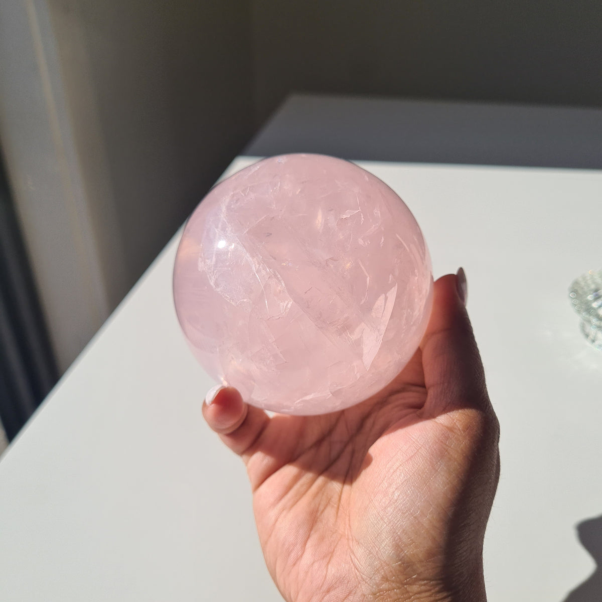 Rose Quartz Sphere 🍬 | With Sphere Stand