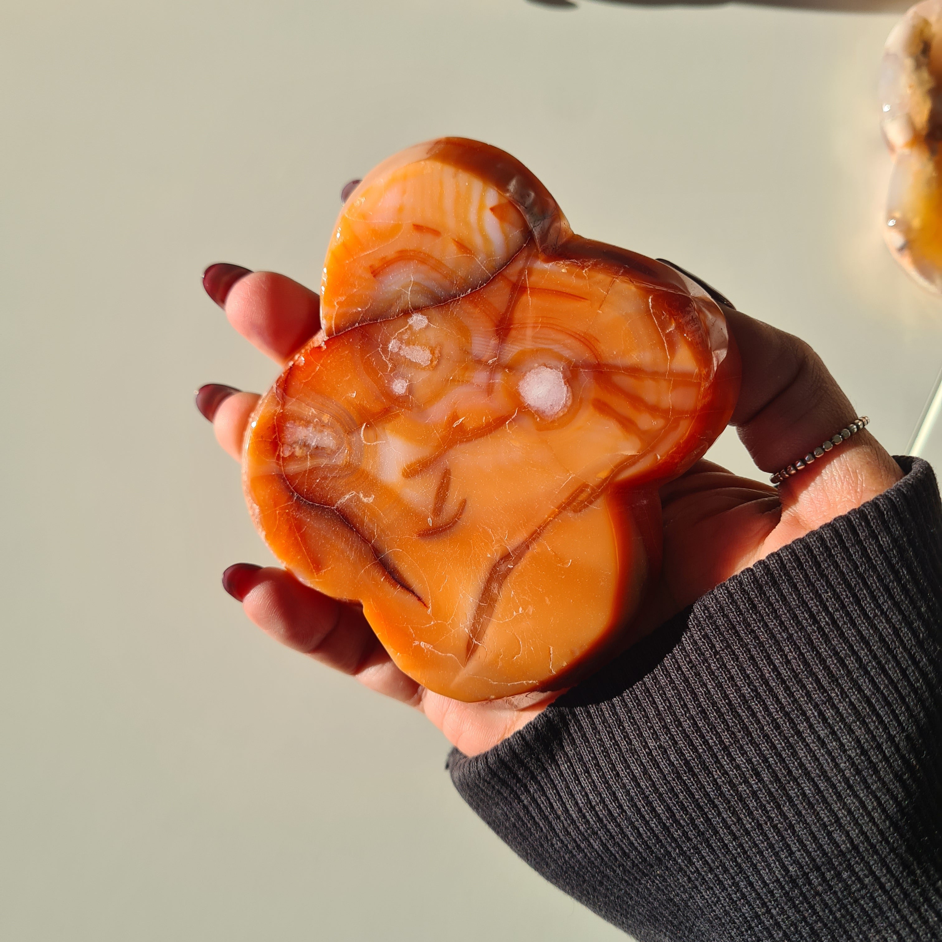 Carnelian Flower Agate Bowl | A | 10.3 cm