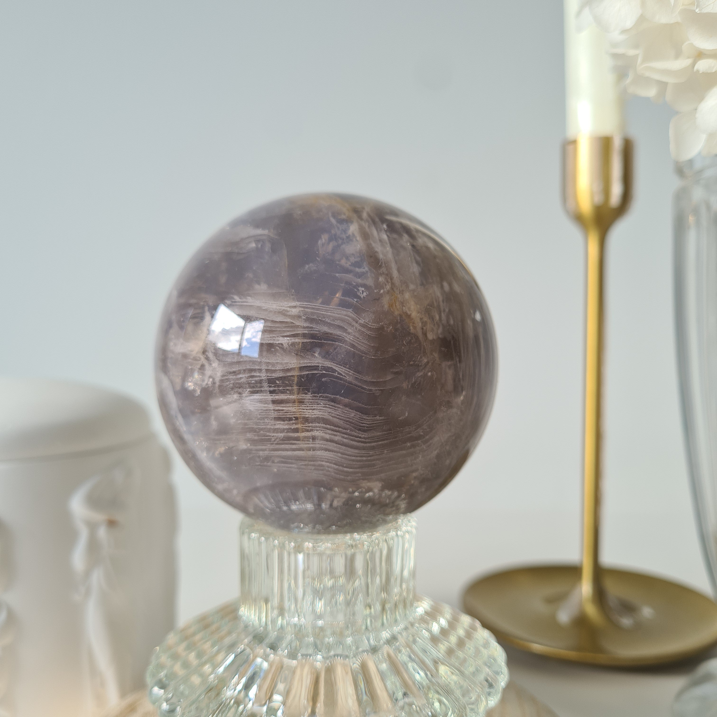 Blue Rose Quartz Sphere with stand | B | 540 g
