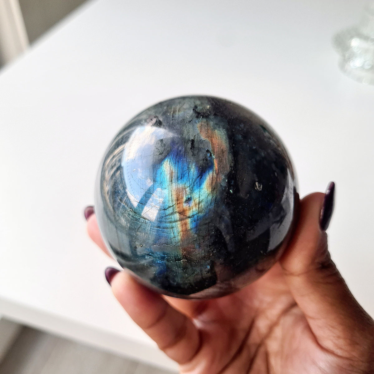 Labradorite Crystal Sphere With Stand | Piece E