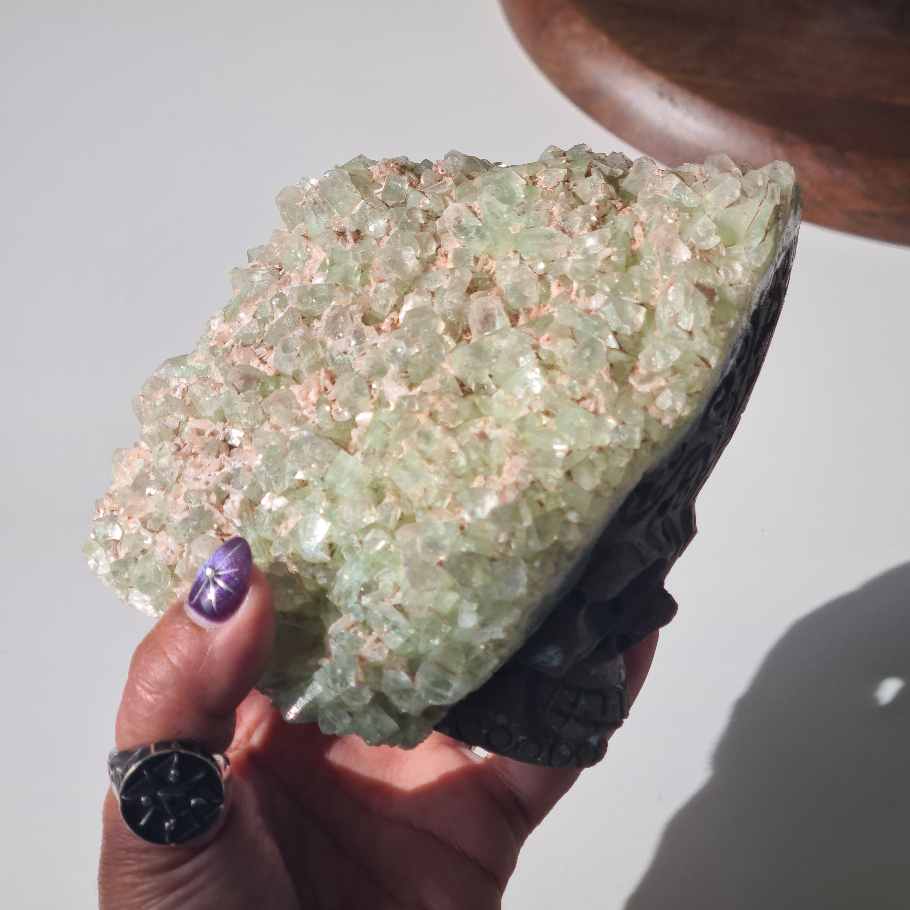 Captain Grimwell | Green Apophyllite Specimen Crusted Skull 💀