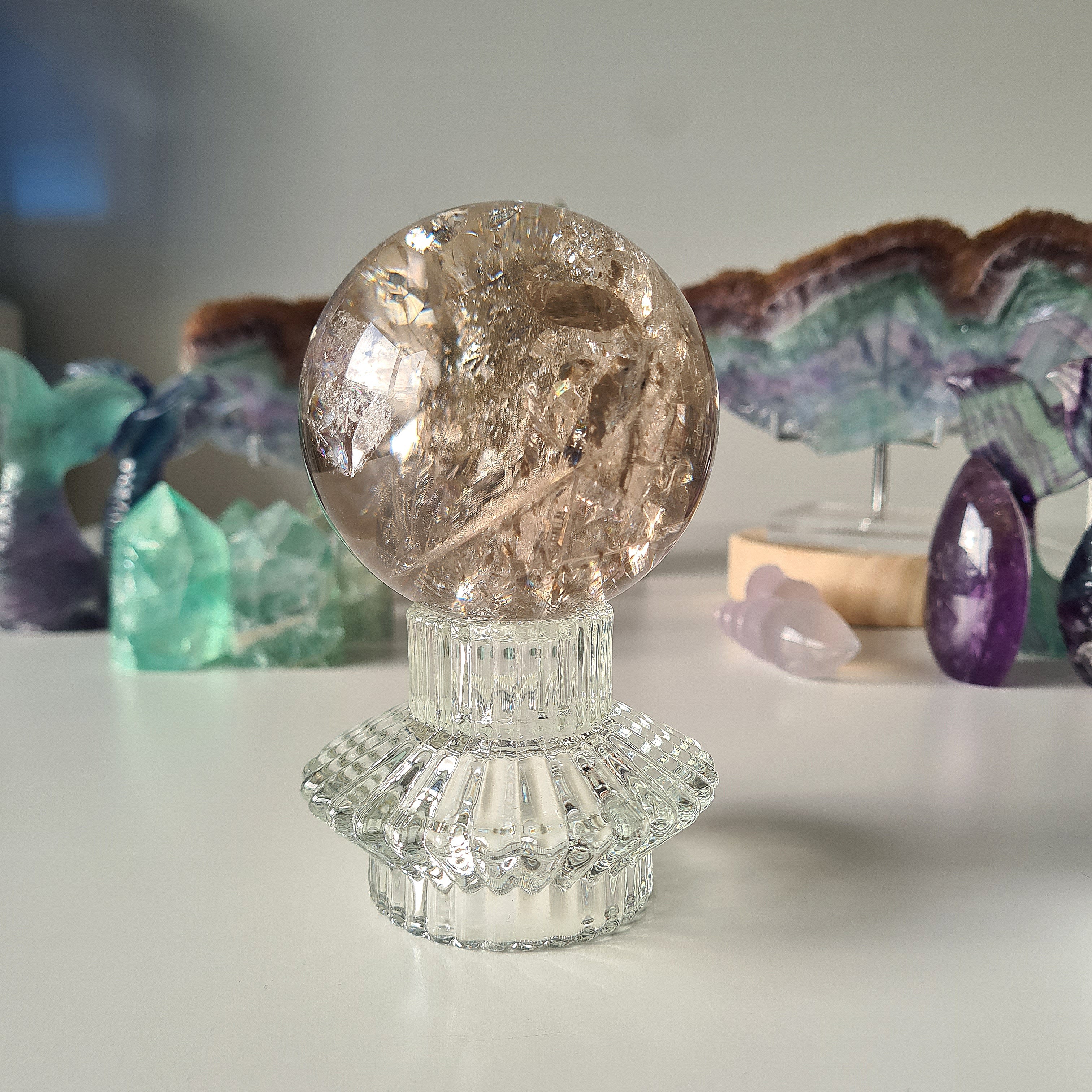 Smokey Citrine Sphere with stand | 600 | 1B