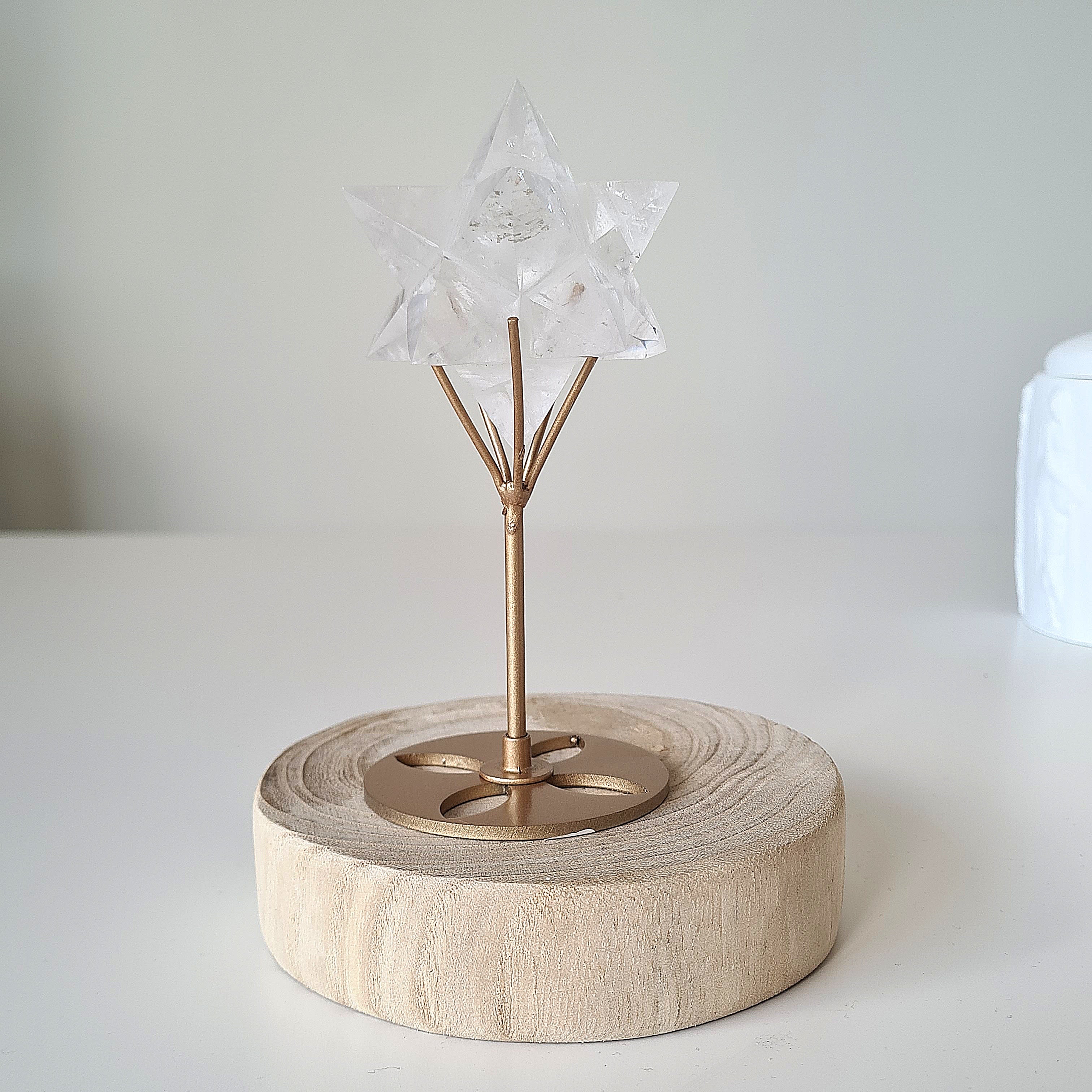 Clear Quartz Merkabah with stand  | B