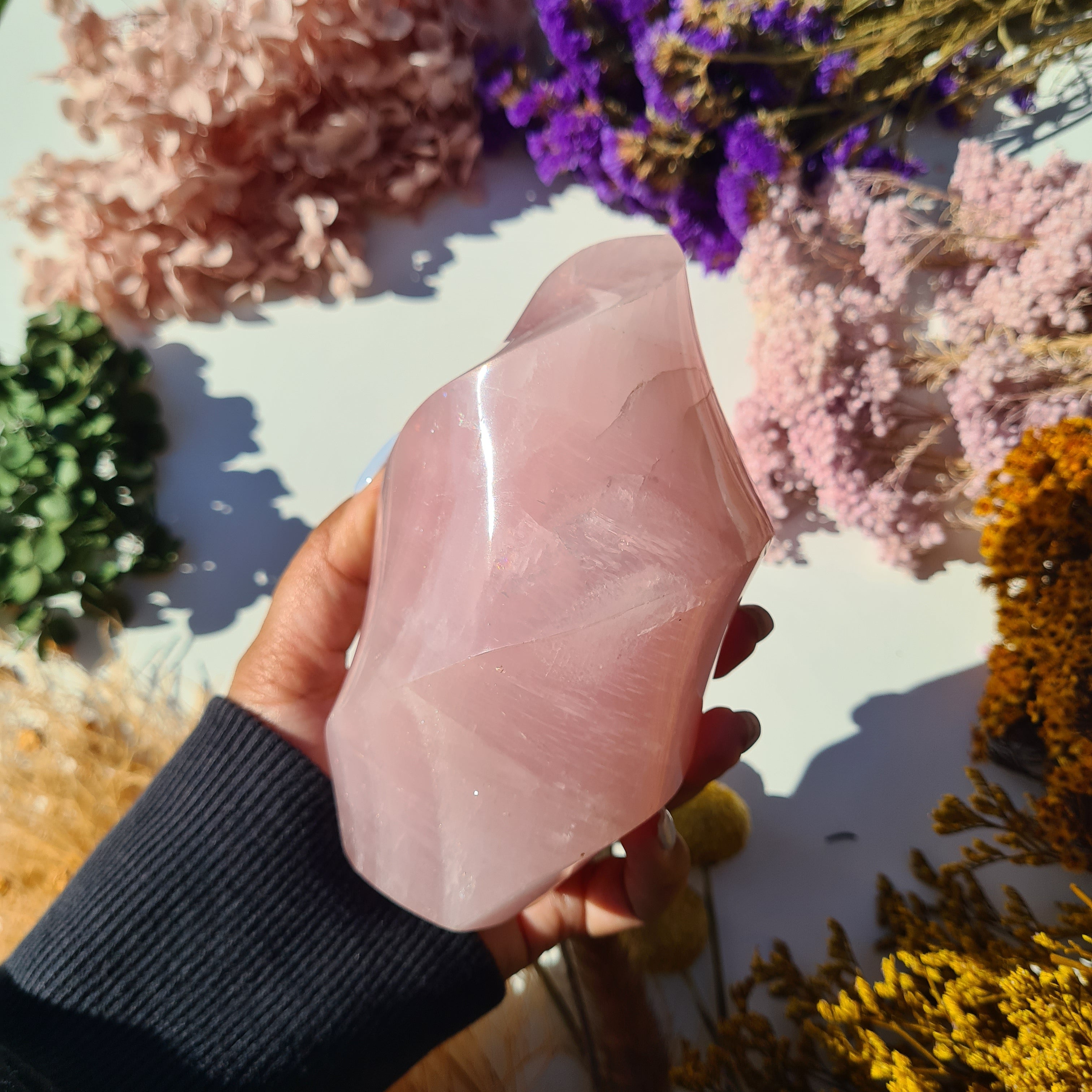 Rose Quartz Crystal Flame