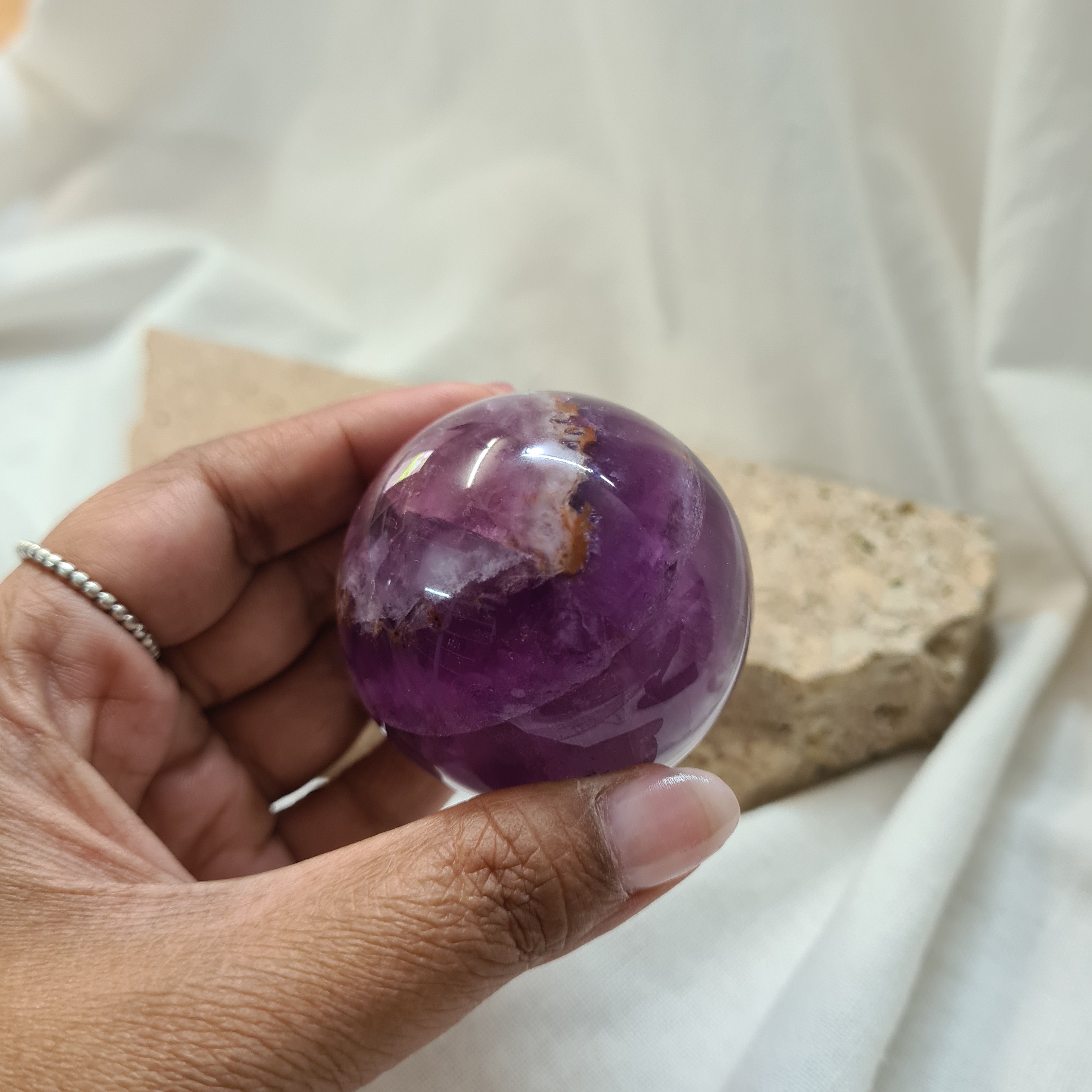 Purple Fluorite Sphere with brass stand | 182 g