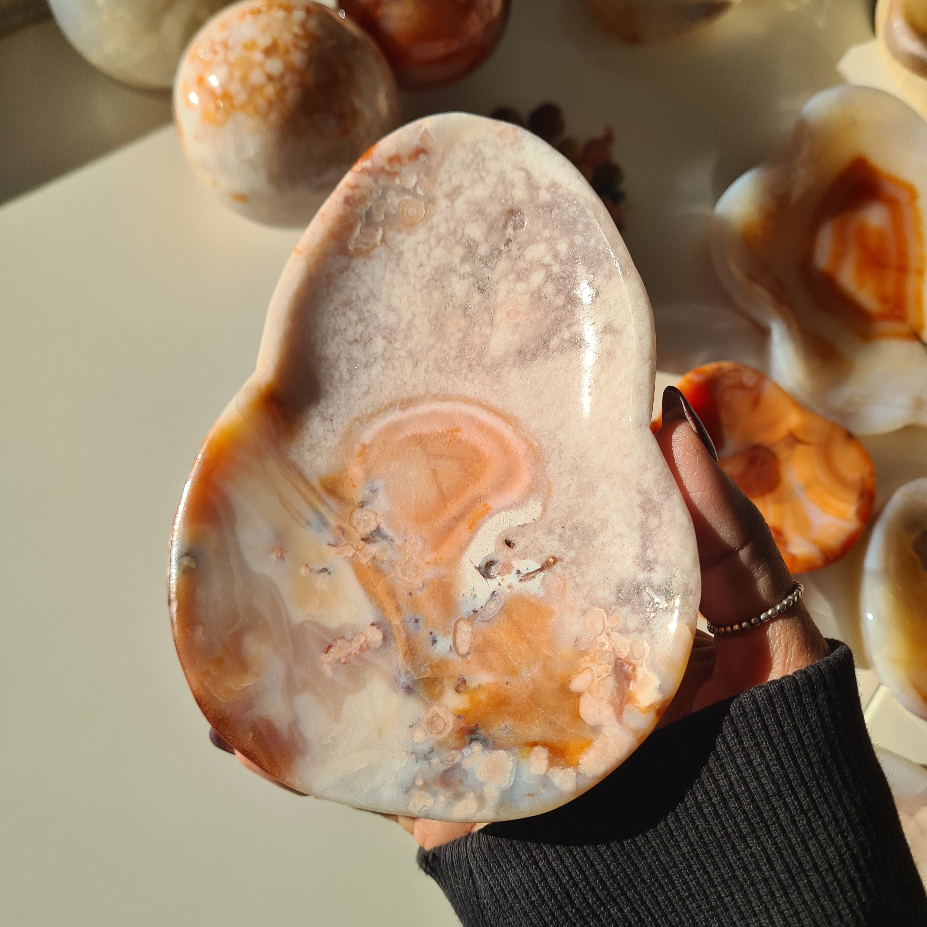 Carnelian Flower Agate Bowl | I | 14 cm