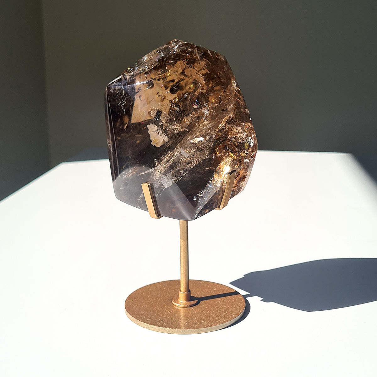 Smokey Quartz Crystal Polished Free Form | Custom Stand | 900 g | 9.3x8.3 cm crystal