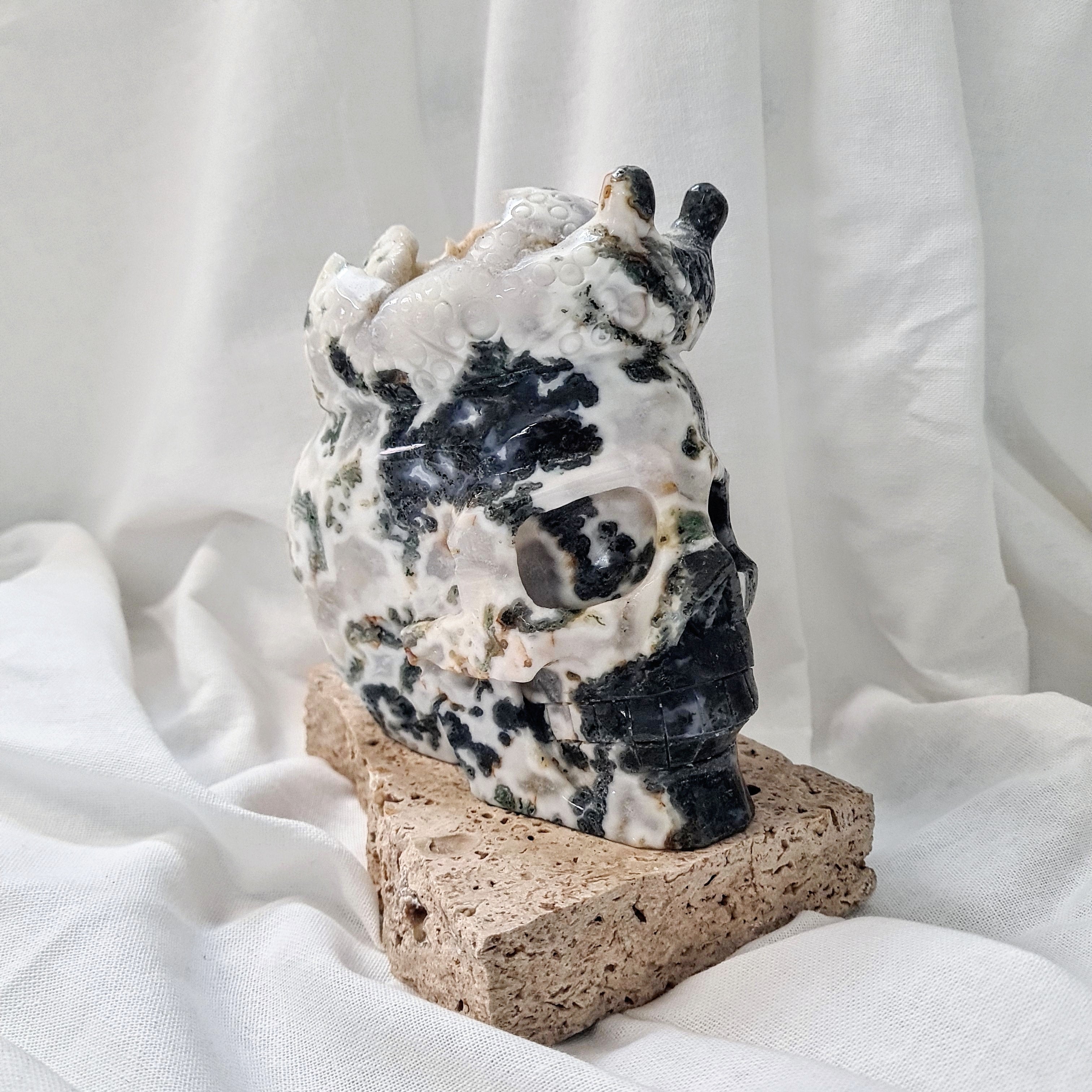 Moss Agate Skull | One of a kind