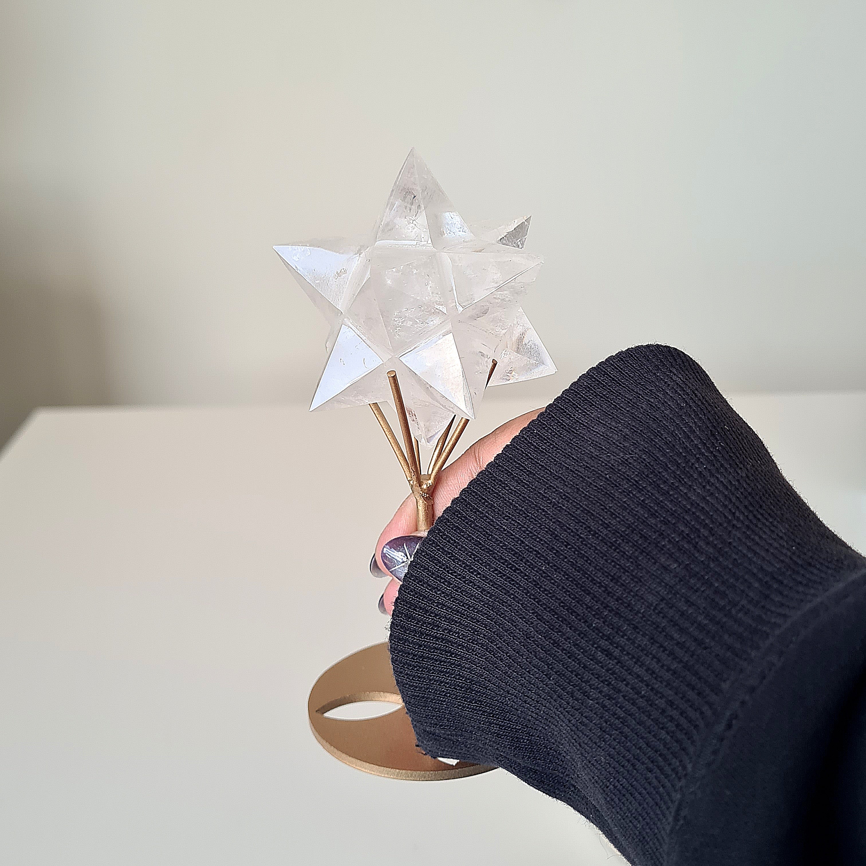 Clear Quartz Merkabah with stand  | B