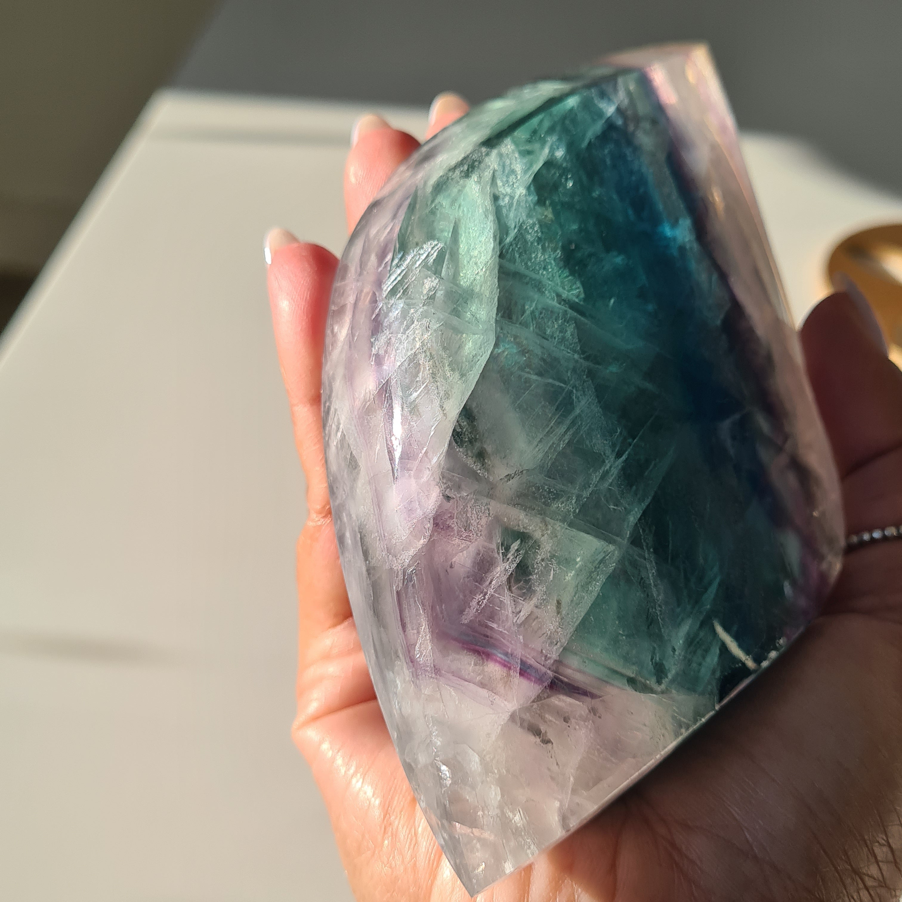 Dreamy Fluorite on Stand | Natural imperfections visible | 21.5 Cm tall with stand