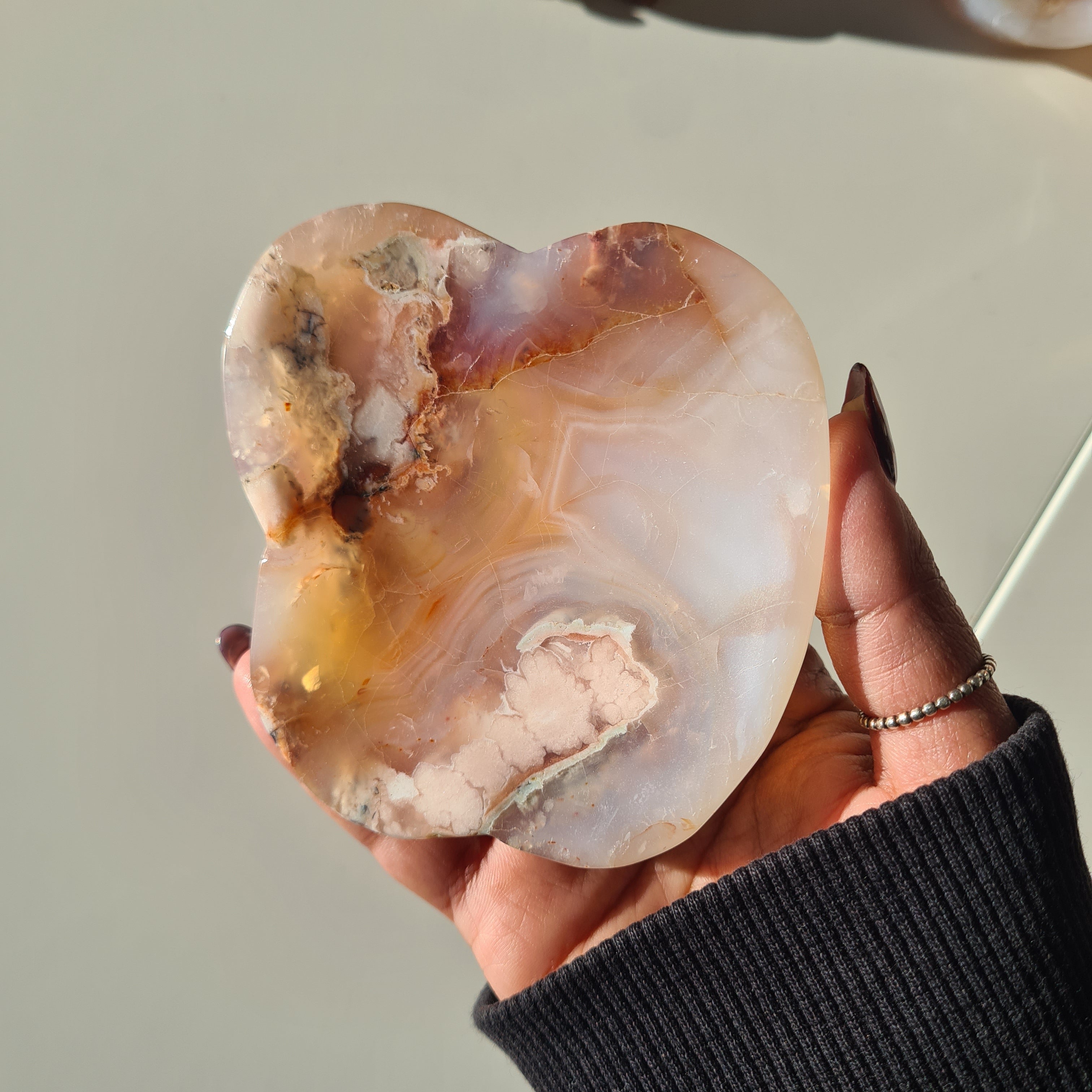 Carnelian Flower Agate Bowl | B | 9.5 cm