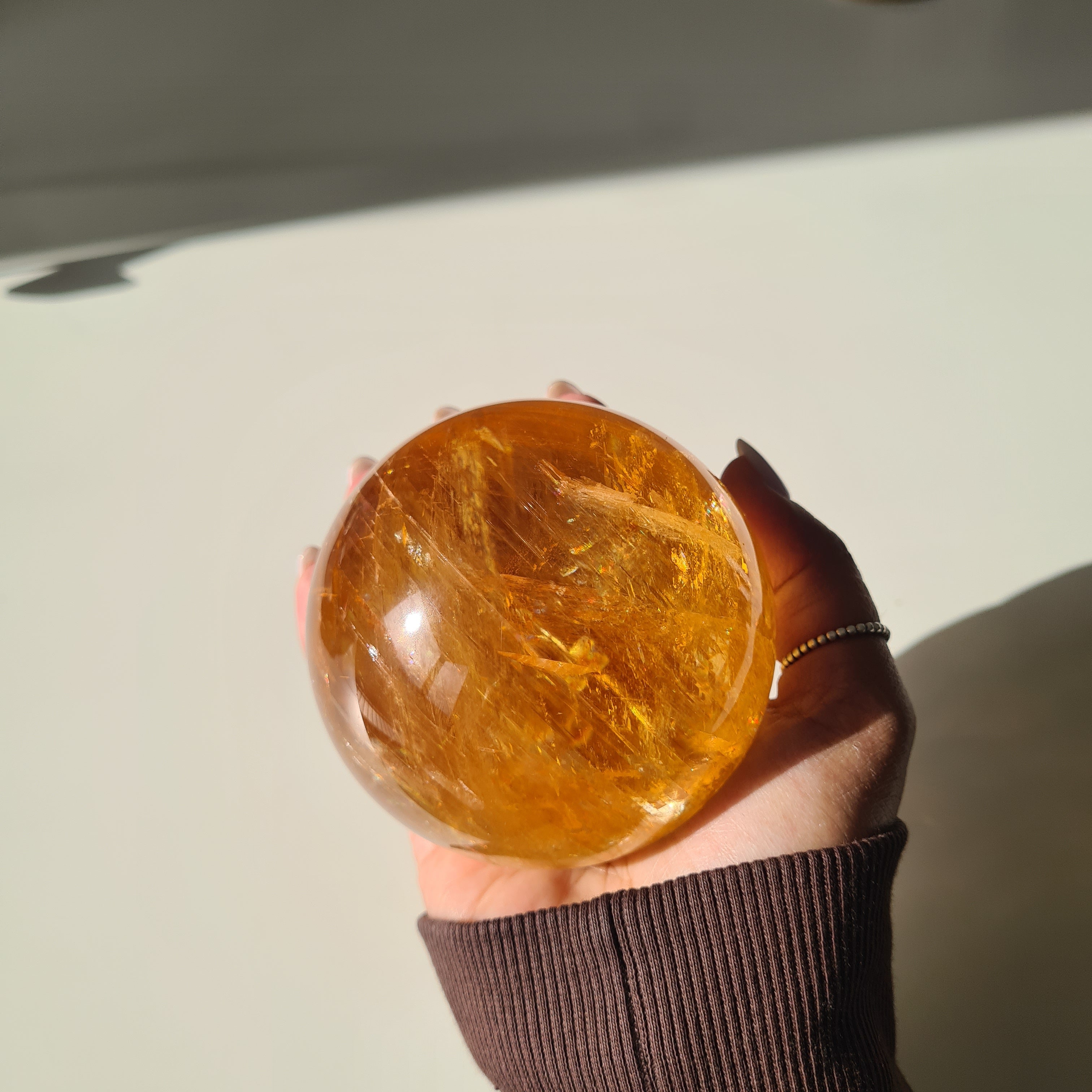 Ethereal Honey Calcite Sphere | A | 690 g | 7.8 cm