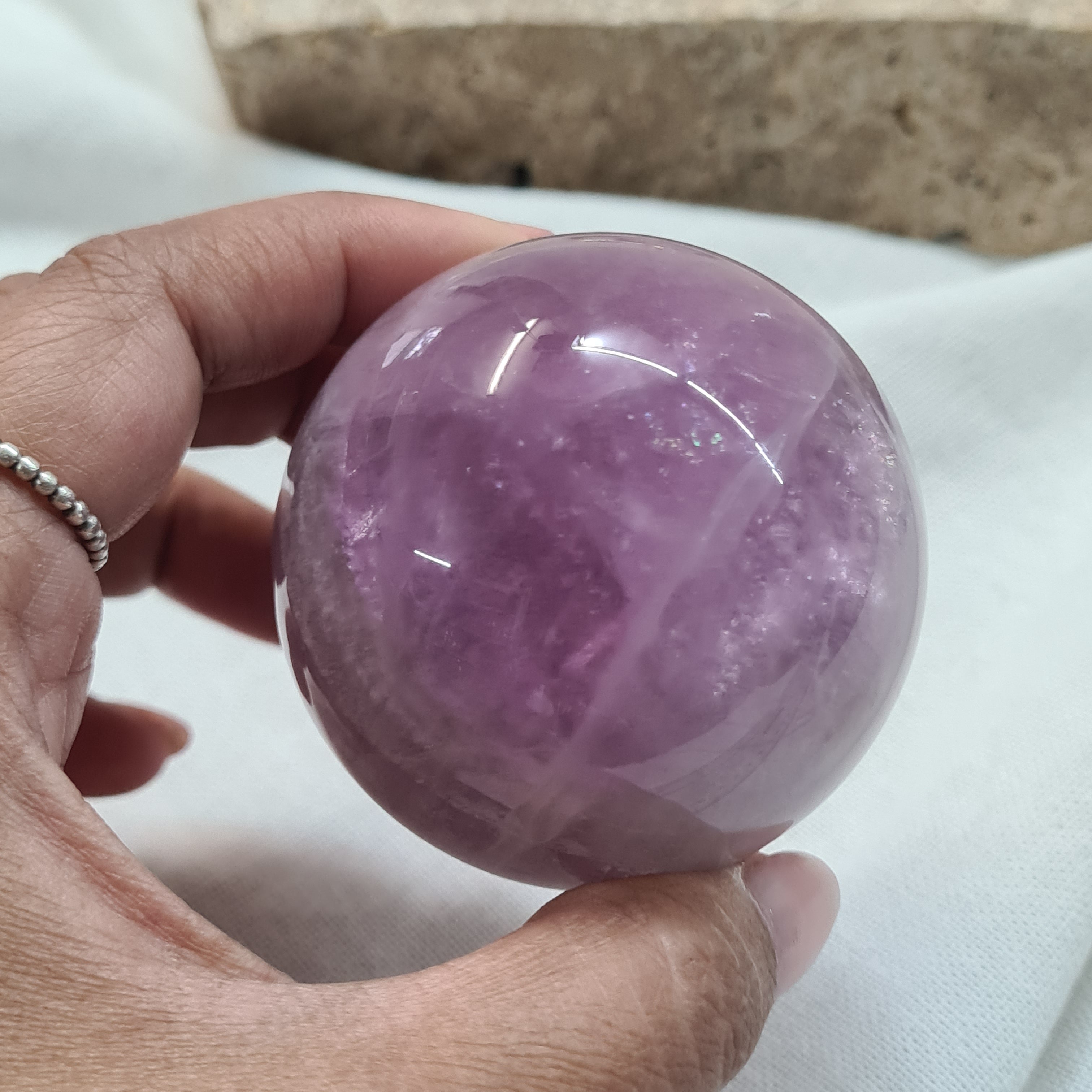 Lilac Fluorite Sphere with brass stand | 263 g