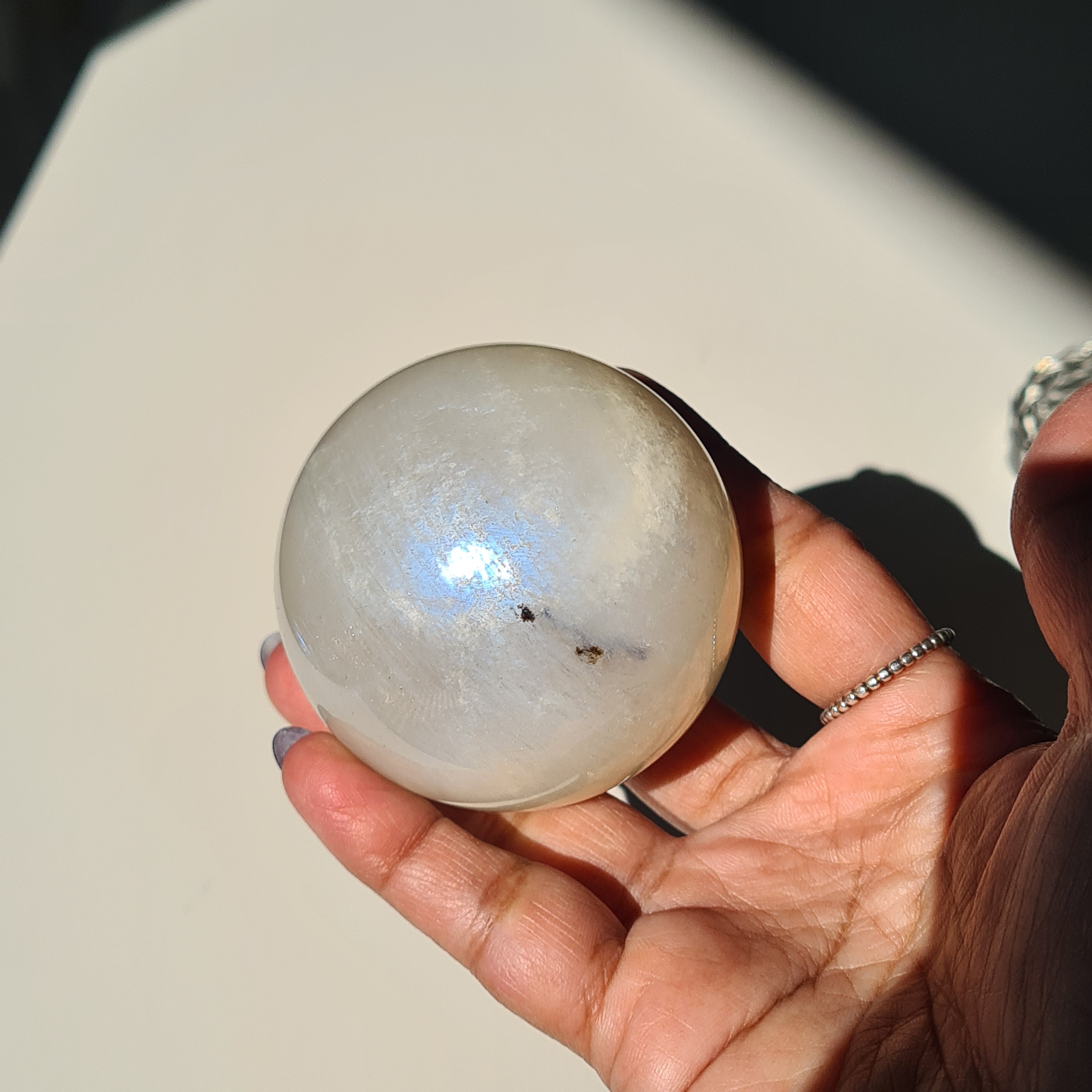 Moonstone 🌙 Sphere with stand | E | 240 g | 5.6 cm