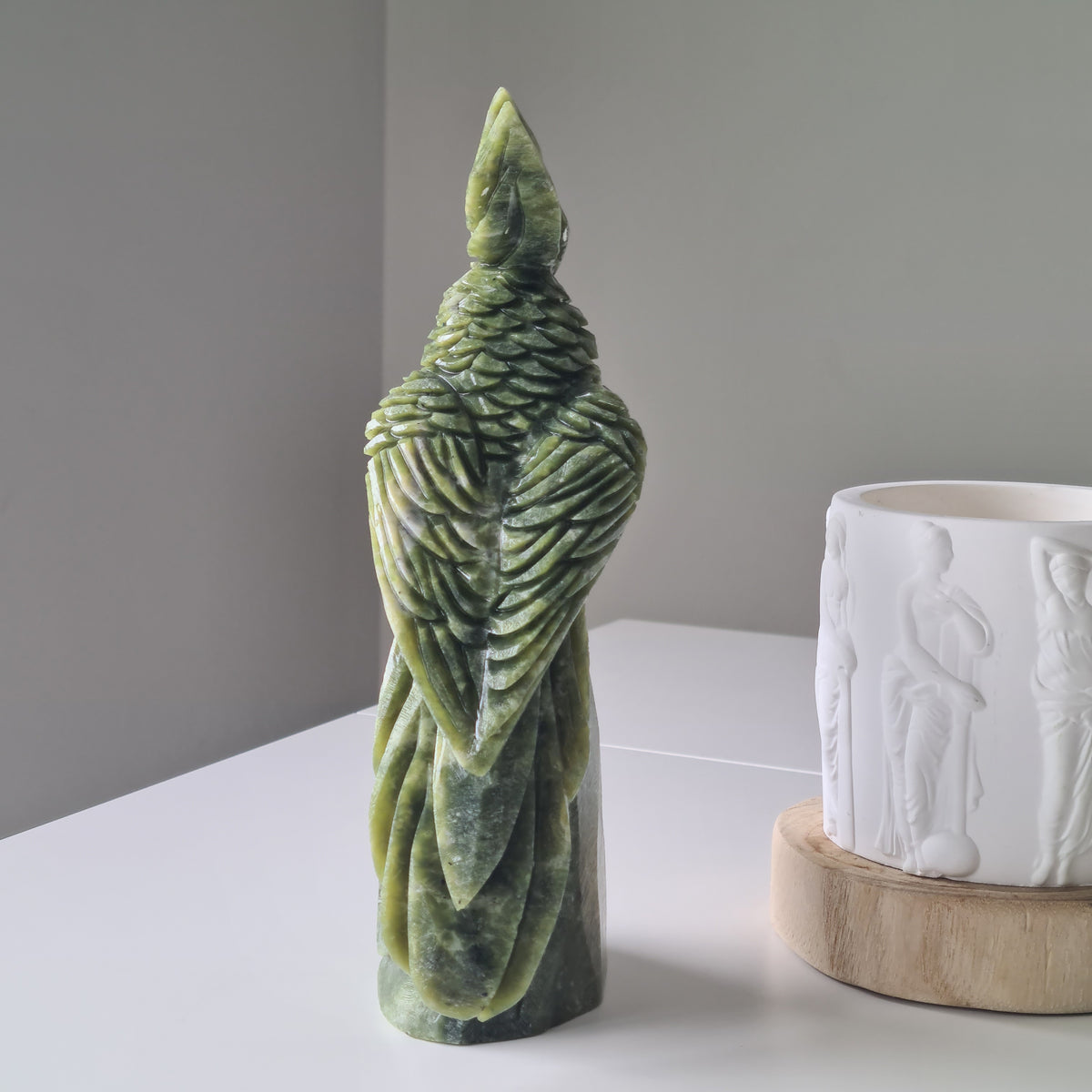 Jade Crystal Bird | Piece B | Handcarved | 22.5 cm tall