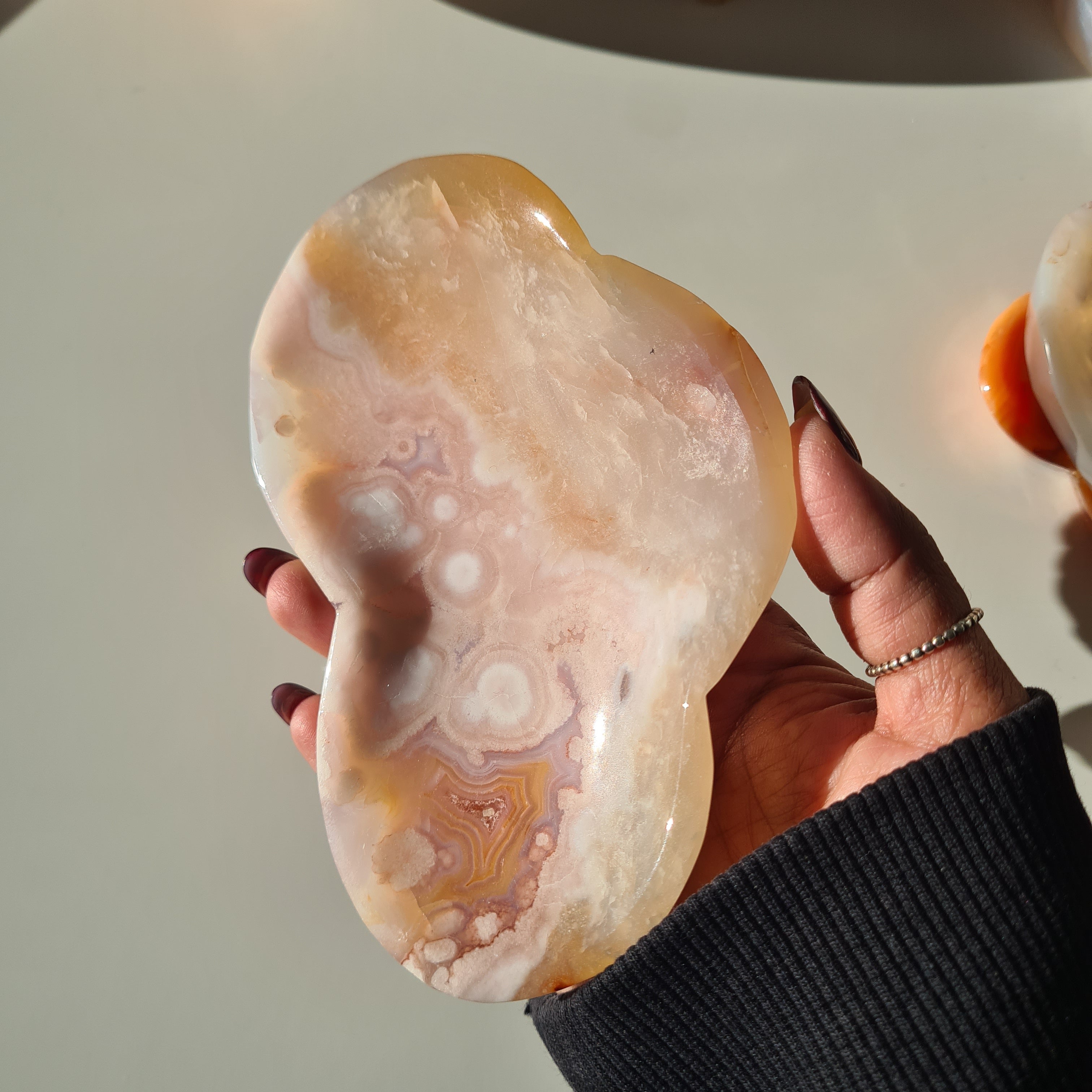 Carnelian Flower Agate Bowl | E | 13.5 cm