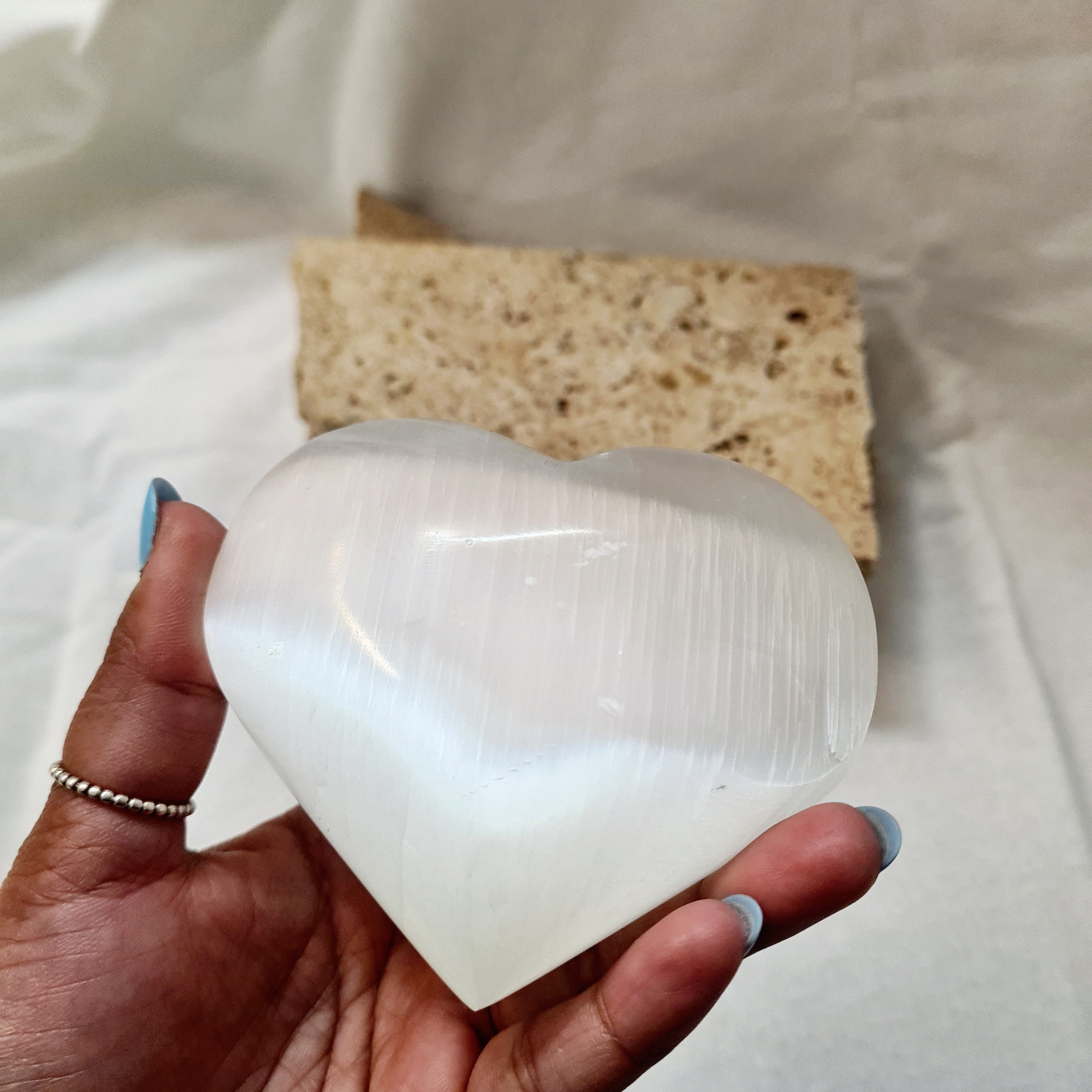 Selenite Puffy Heart | 8 cm