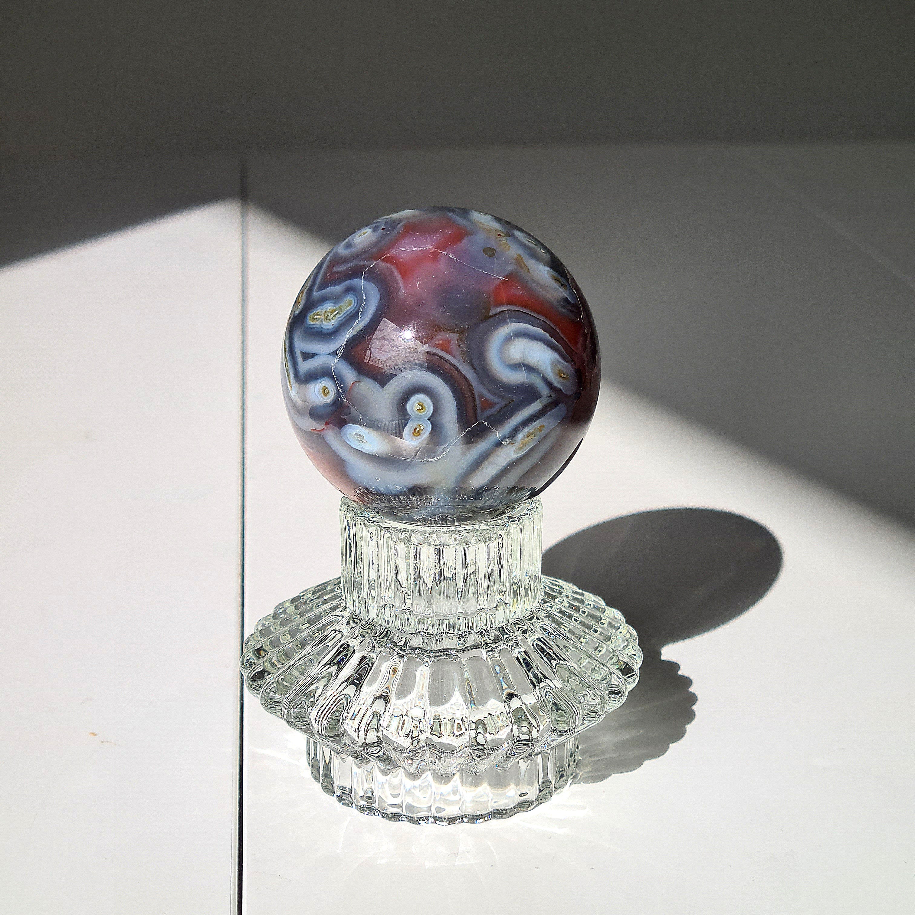 Swazi Agate Sphere with glass stand | D | 290 g | Appx 5.4cm