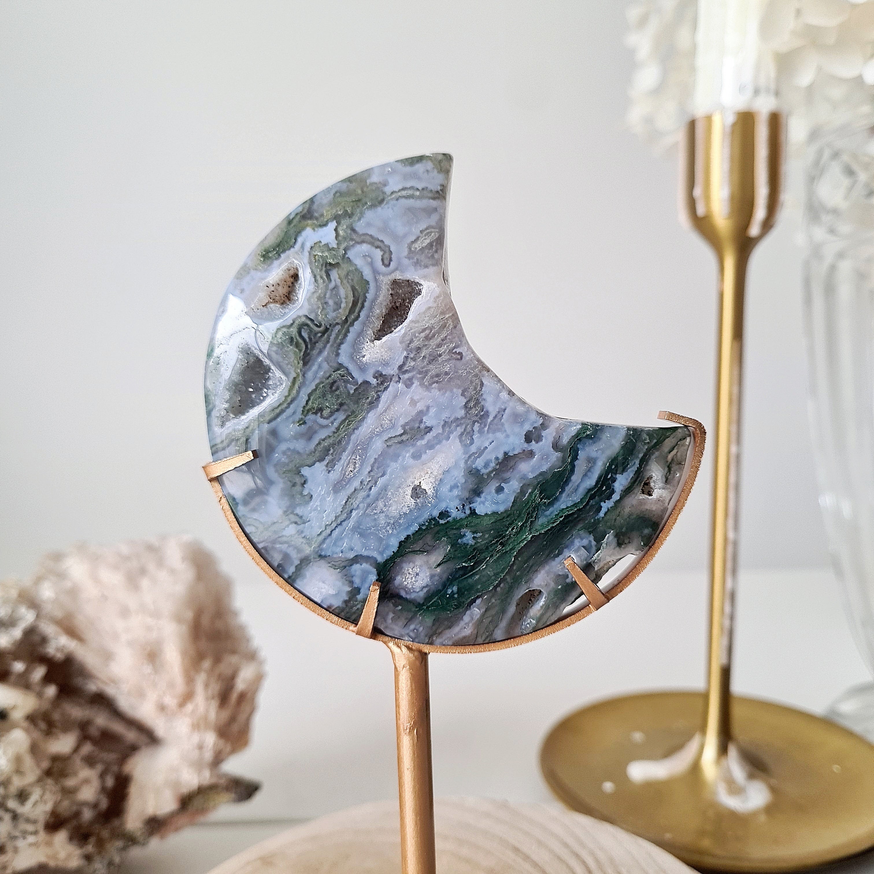 Moss Agate Luna 🌙 | 5 | 7.8 cm