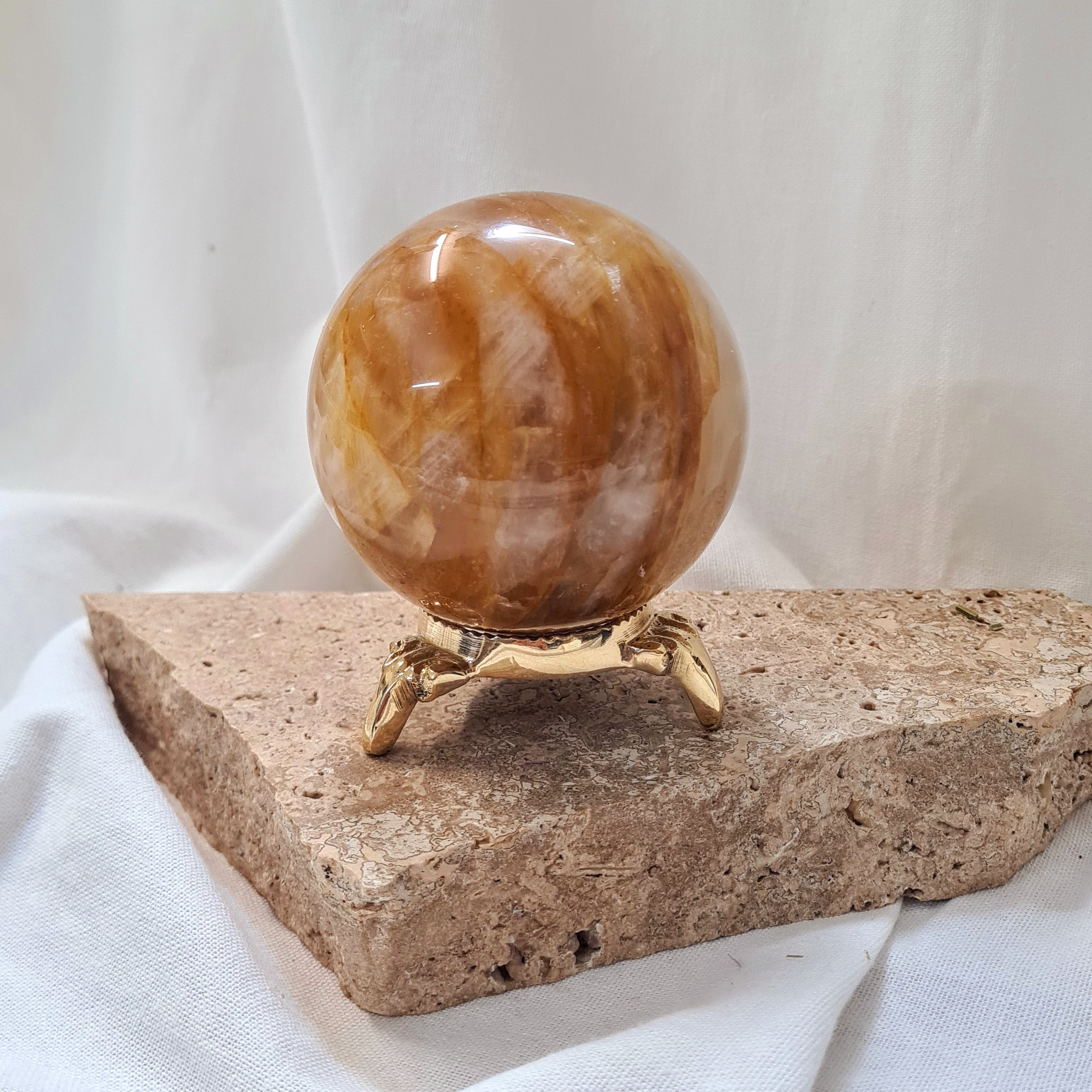 Golden Healer Sphere With Brass Stand | 596 g