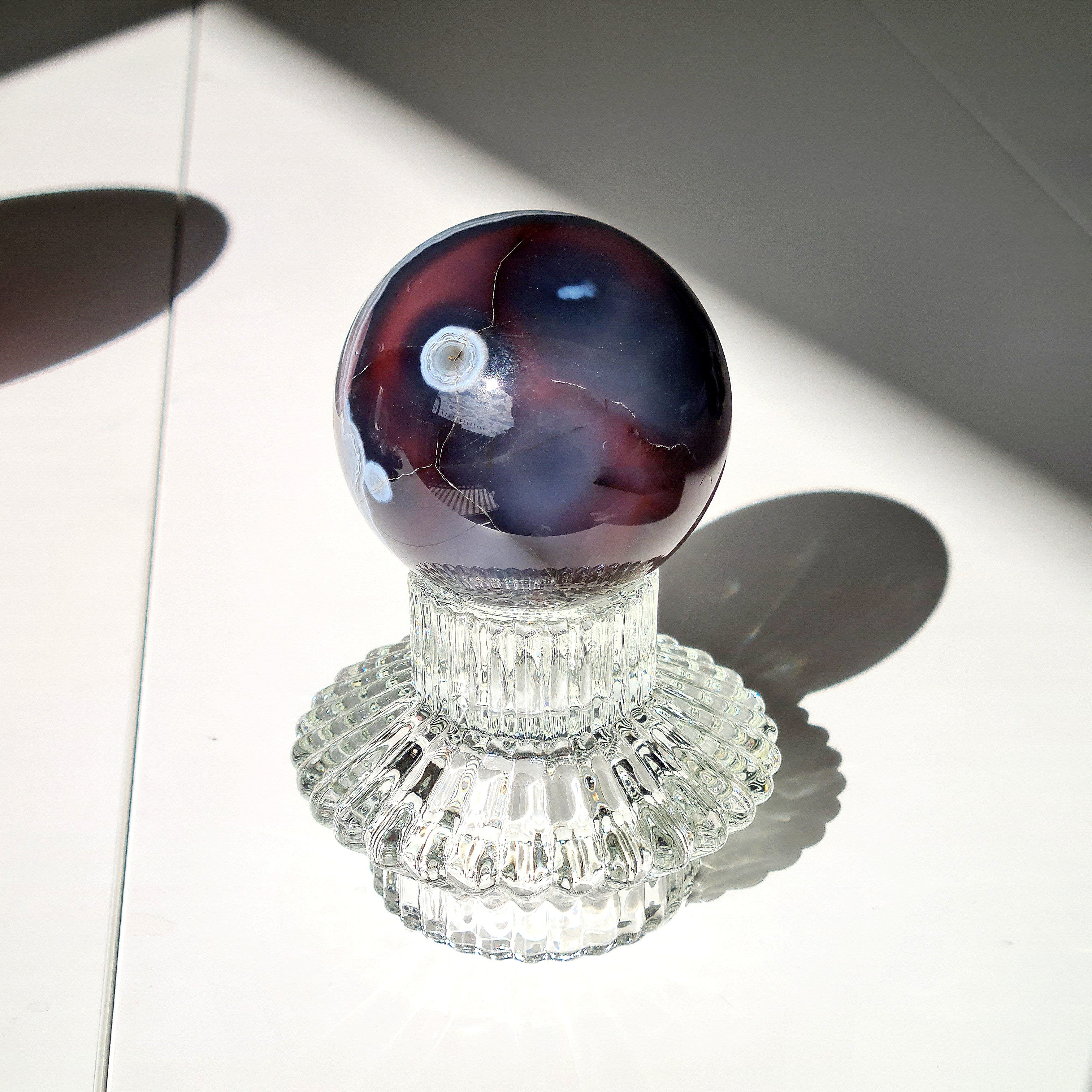 Swazi Agate Sphere with glass stand | C | 290 g | Appx 5.8 cm