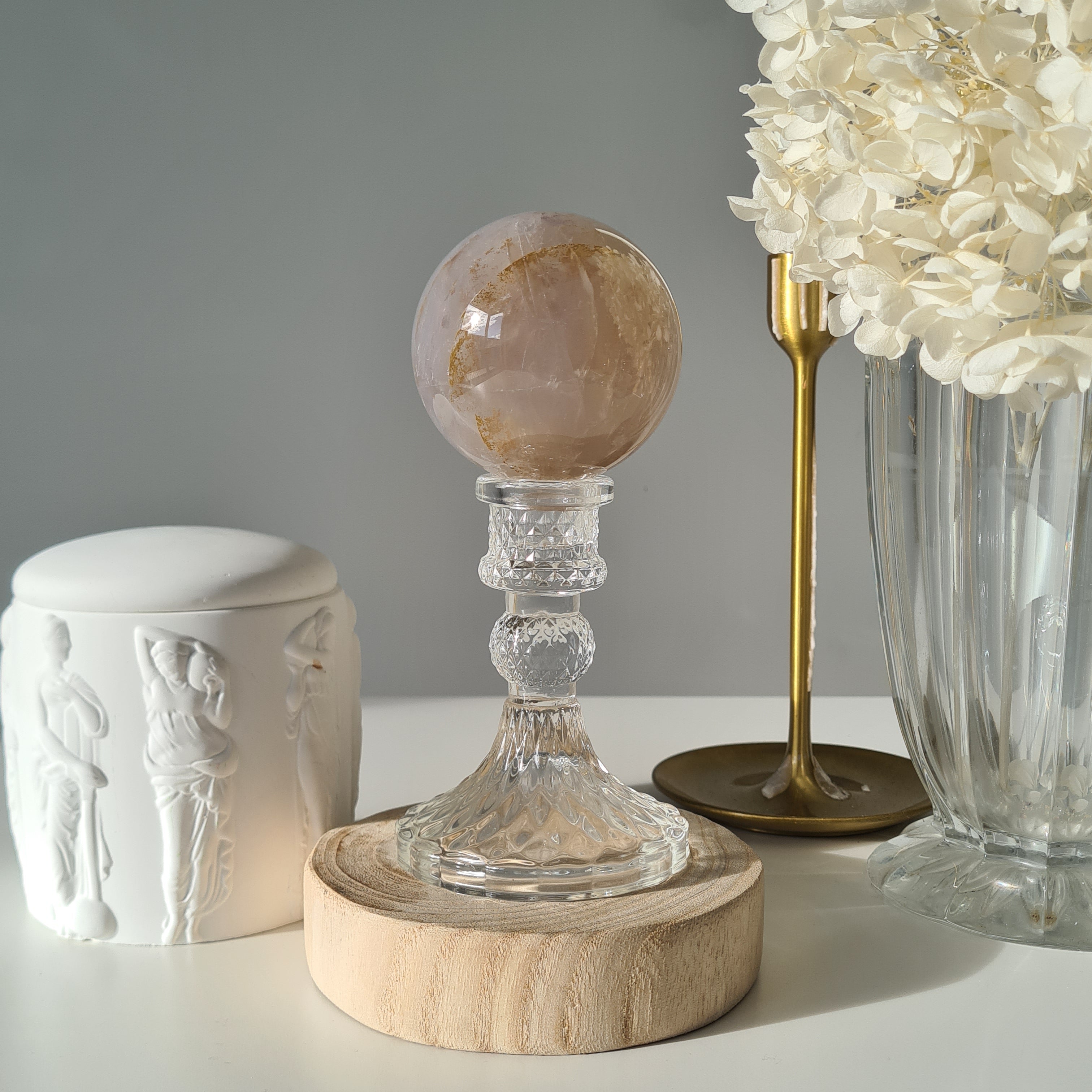 Blue Rose Quartz Sphere with stand | A | 450 g