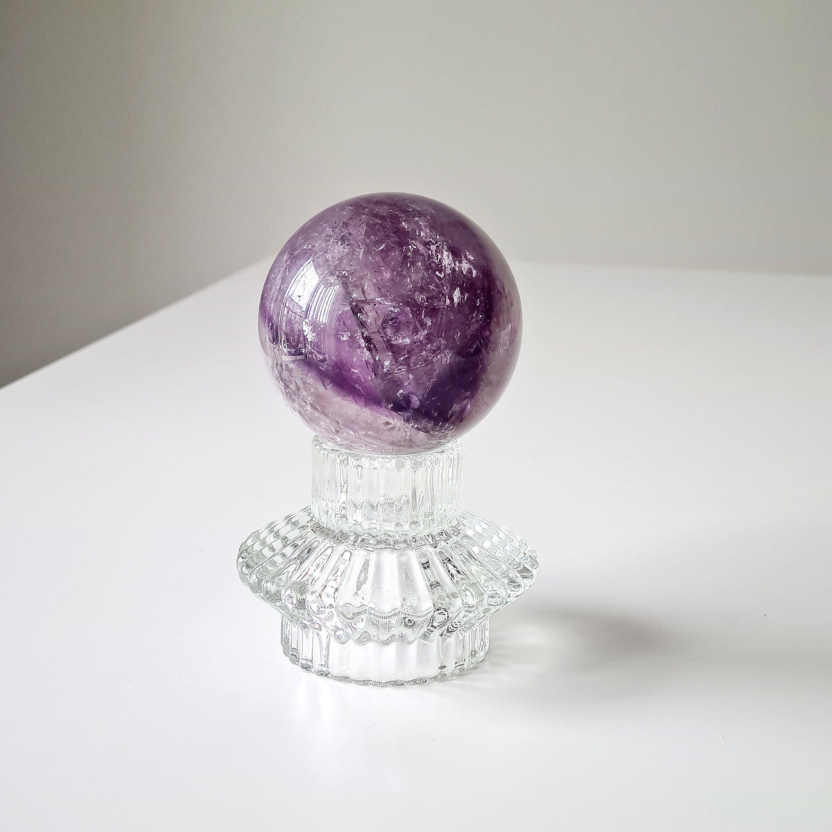 Amethyst Phantom Sphere with stand