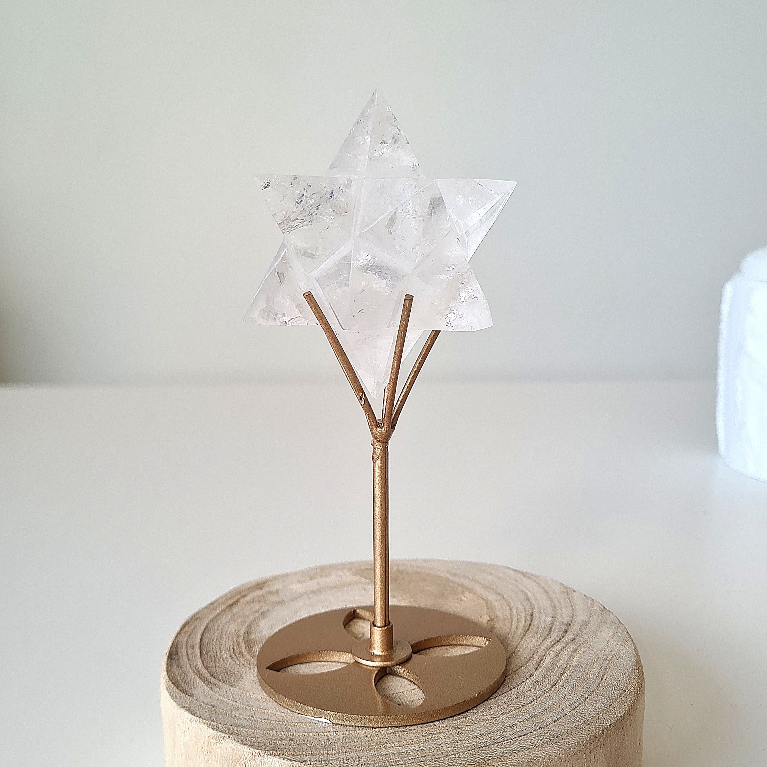 Clear Quartz Merkabah with stand  | B
