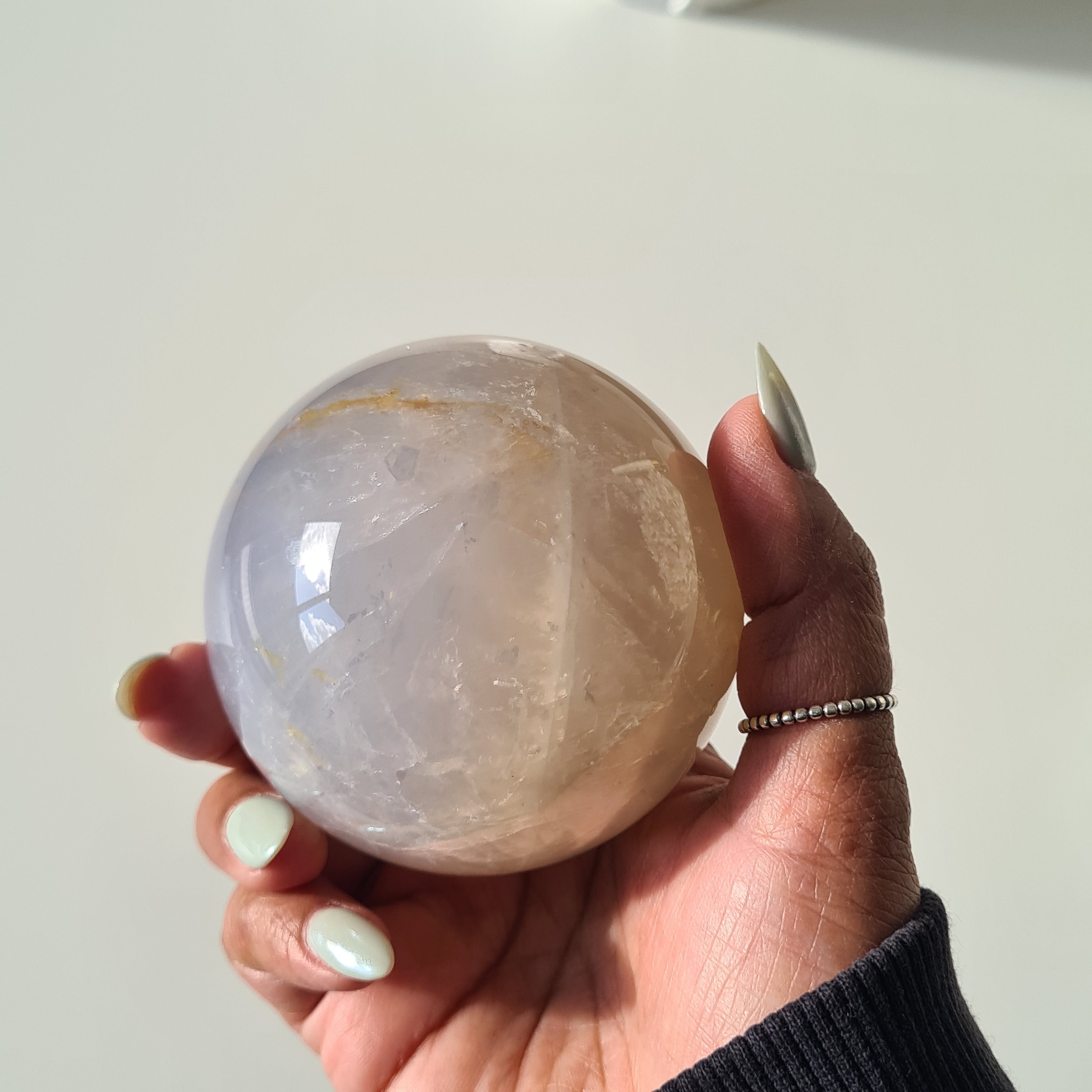 Blue Rose Quartz Sphere with stand | A | 450 g