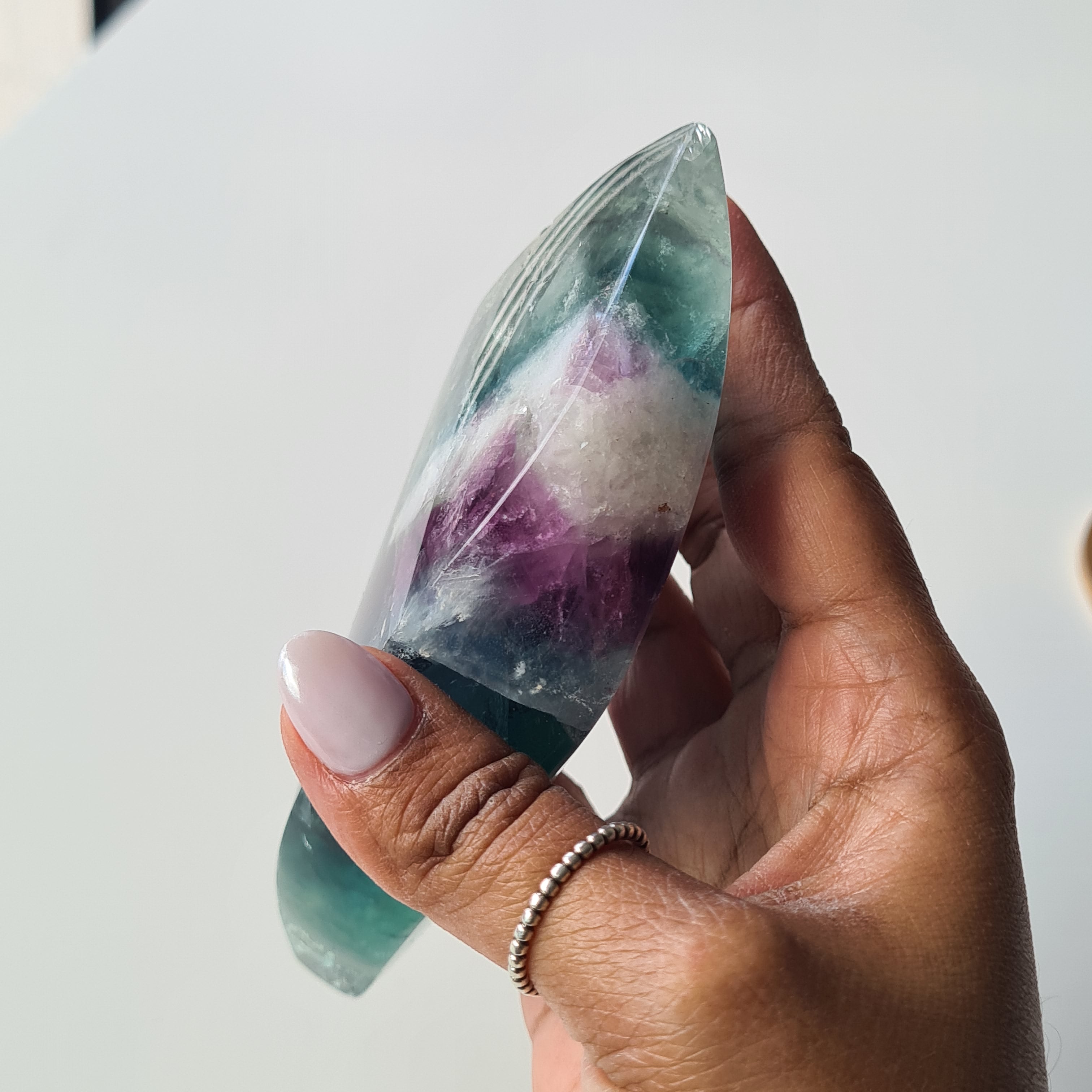 Dreamy Fluorite on Stand | Natural imperfections visible | More green in naked eyes | 19 Cm tall with stand
