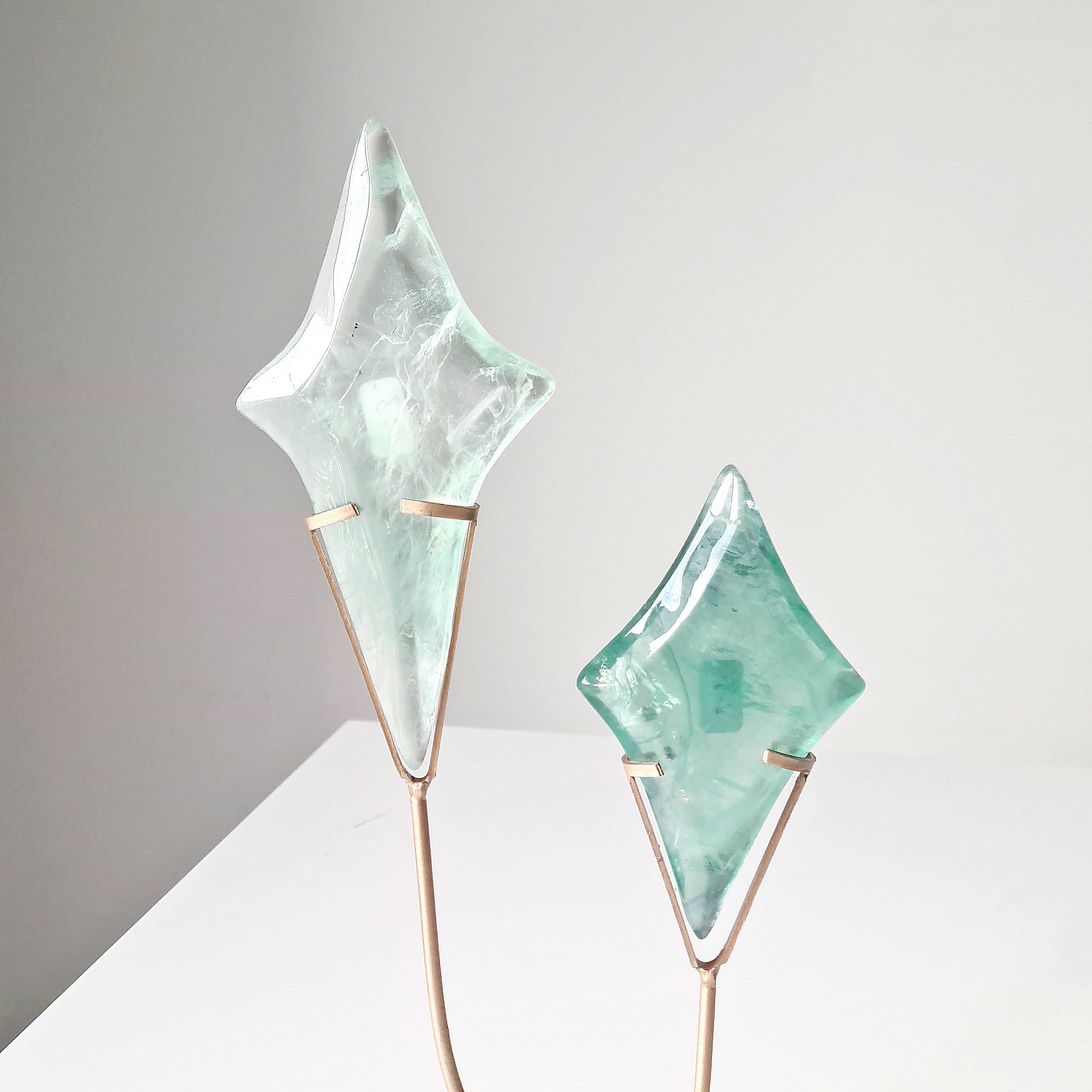 Fairytale Fluorite Stars 🌟 On Stand | Apple Green in naked eyes | Appx 28 cm tall with stand